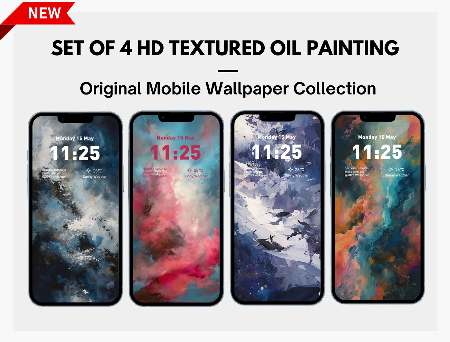 4 HD Textured Oil Painting Phone Wallpapers | Digital Download | Artistic Wallpapers | Classic Painting Backgrounds | For iPhone & Android