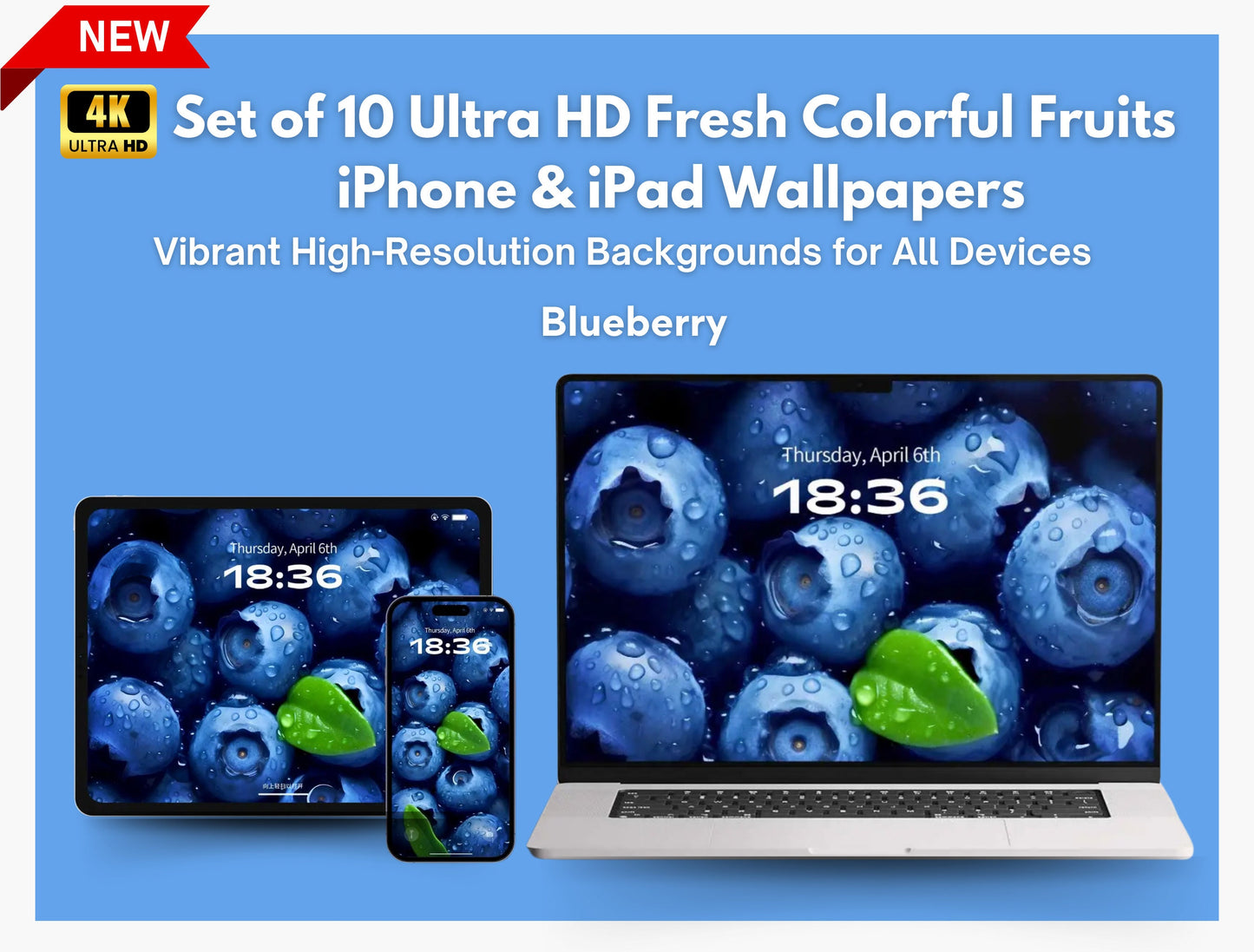 Set of 10 High-Resolution 4K Fruit Wallpaper Collection – Compatible with All Devices!