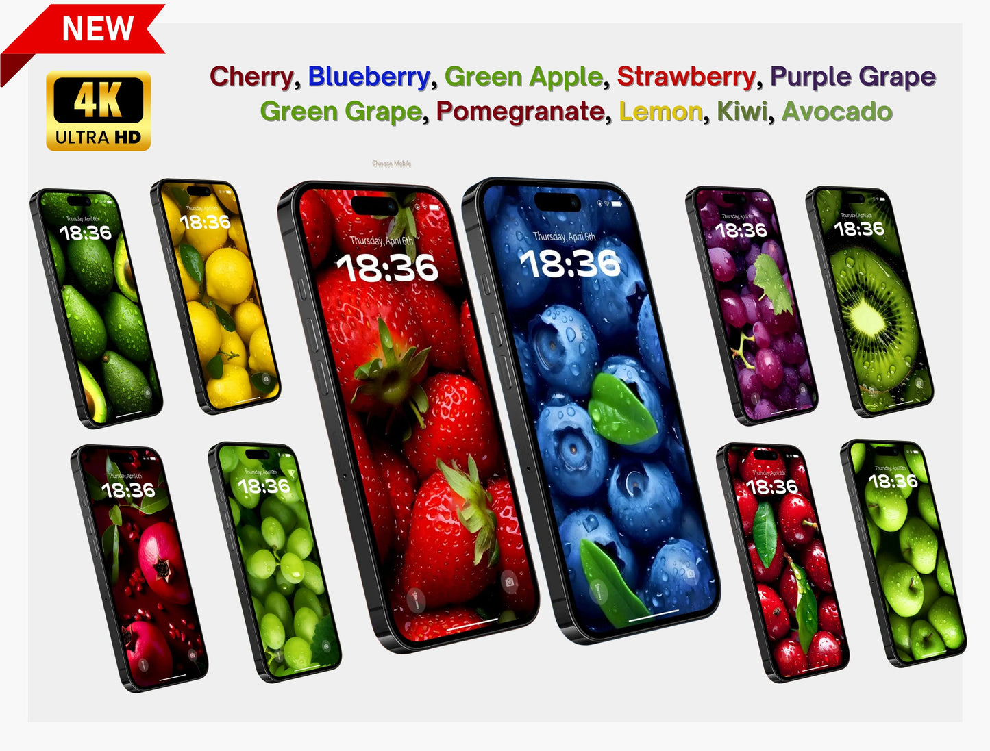 Set of 10 High-Resolution 4K Fruit Wallpaper Collection – Compatible with All Devices!