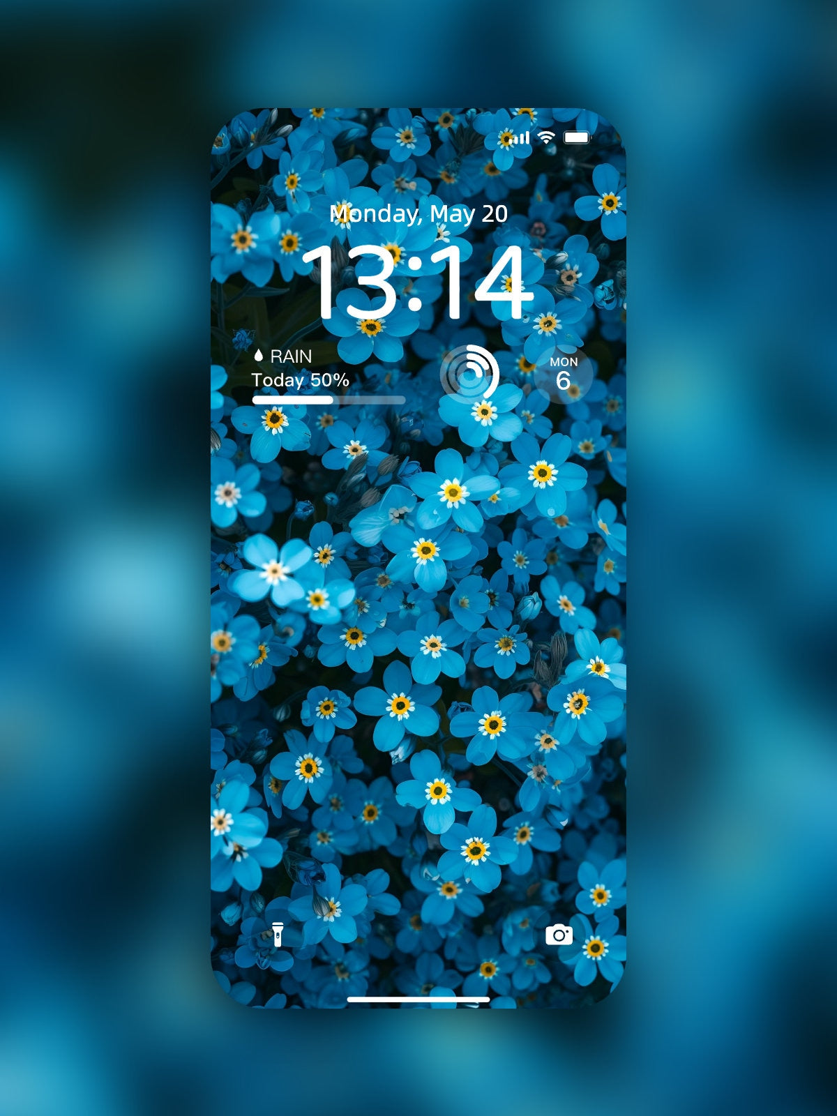 Blue Floral Fantasy Mobile Wallpaper - Delicate Forget-Me-Not Flowers - HD Phone Wallpaper for iPhone Android - Digital Download