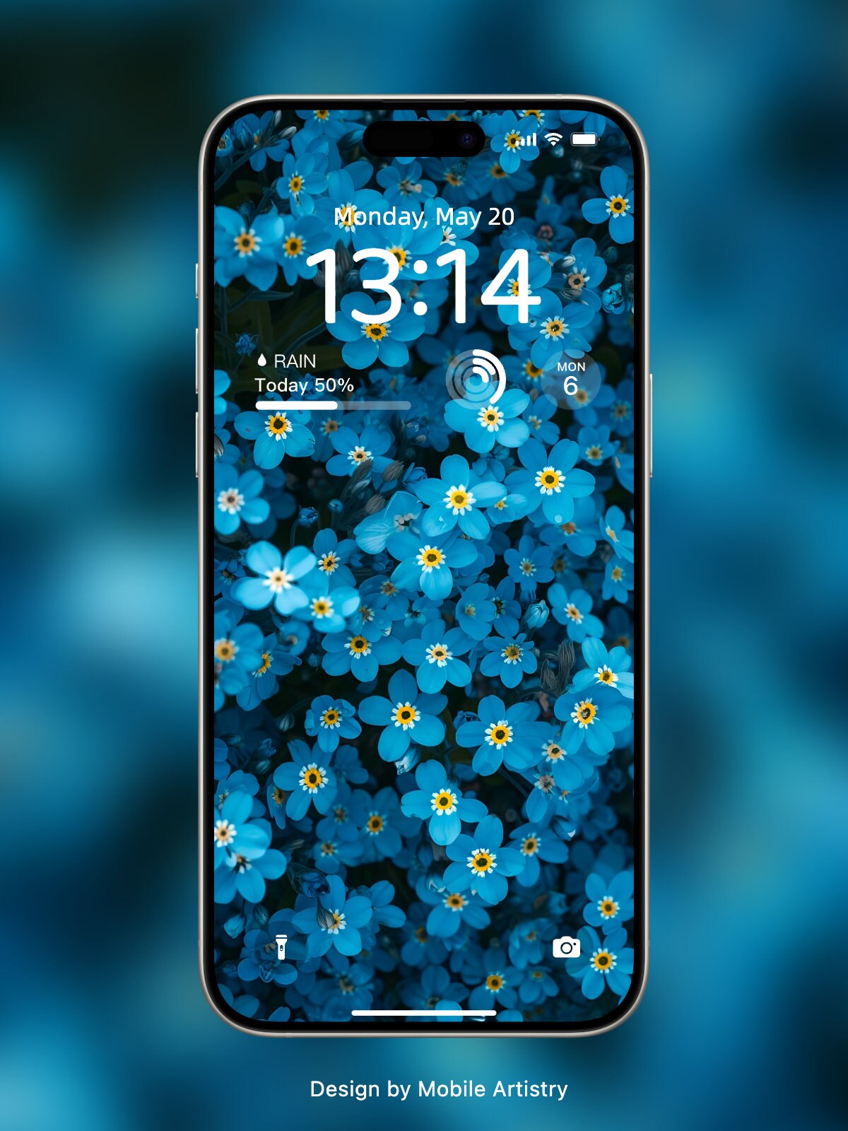 Blue Floral Fantasy Mobile Wallpaper - Delicate Forget-Me-Not Flowers - HD Phone Wallpaper for iPhone Android - Digital Download