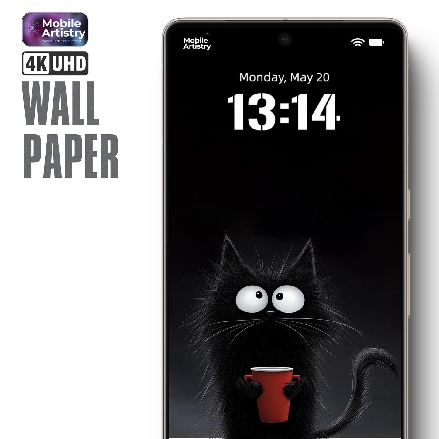 Black Cat 4K UHD Phone Wallpaper for iPhone Android - Cute Feline HD Background for Mobile Devices
