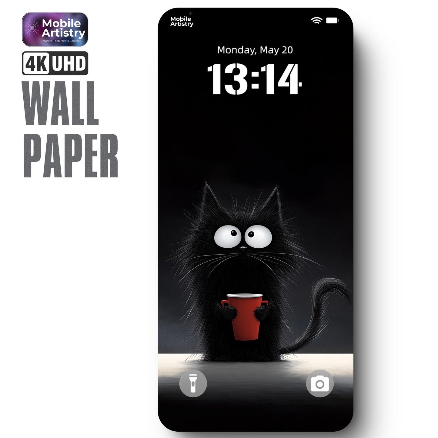 Black Cat 4K UHD Phone Wallpaper for iPhone Android - Cute Feline HD Background for Mobile Devices