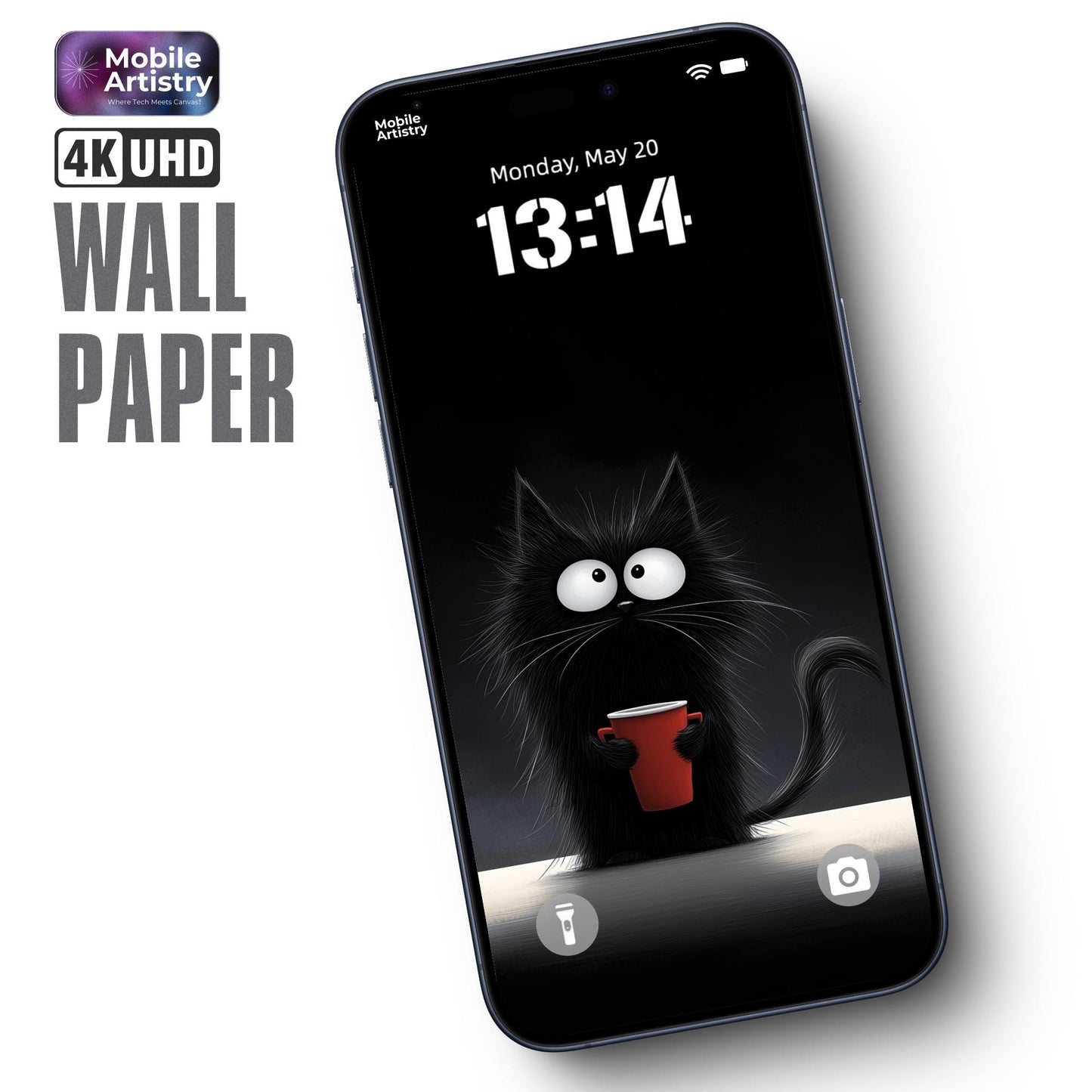 Black Cat 4K UHD Phone Wallpaper for iPhone Android - Cute Feline HD Background for Mobile Devices