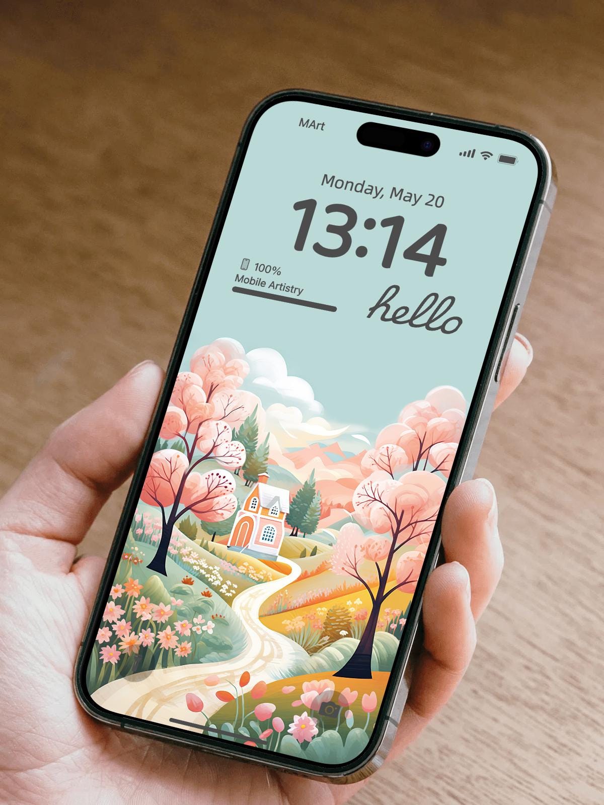 Whimsical Pastel Village 4K UHD Phone Wallpaper Set - Cute Lock Home Screen Design for iPhone Android