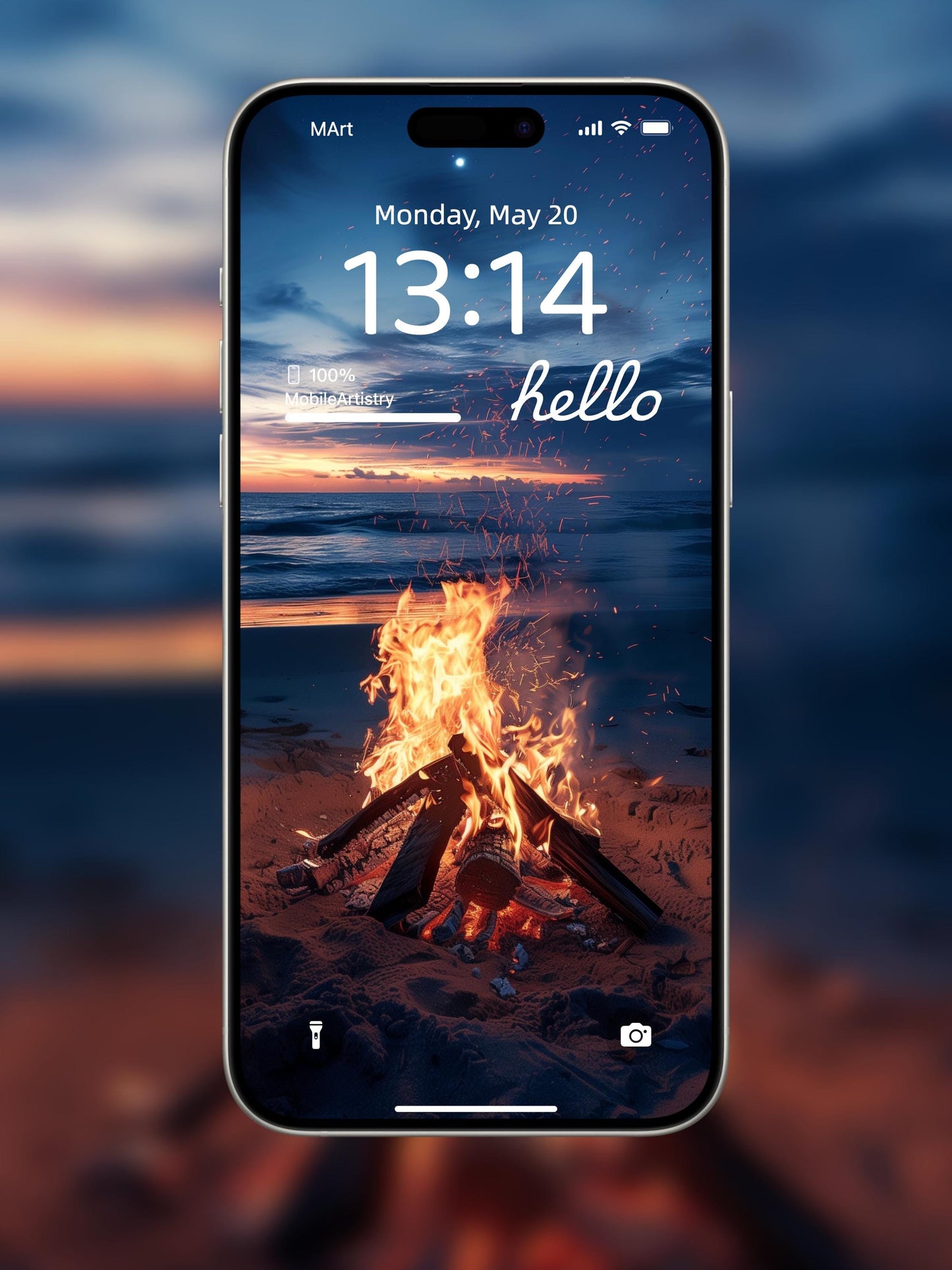 Beach Bonfire Sunset 4K UHD Phone Wallpaper - Cozy Ocean Vibes for iPhone Android