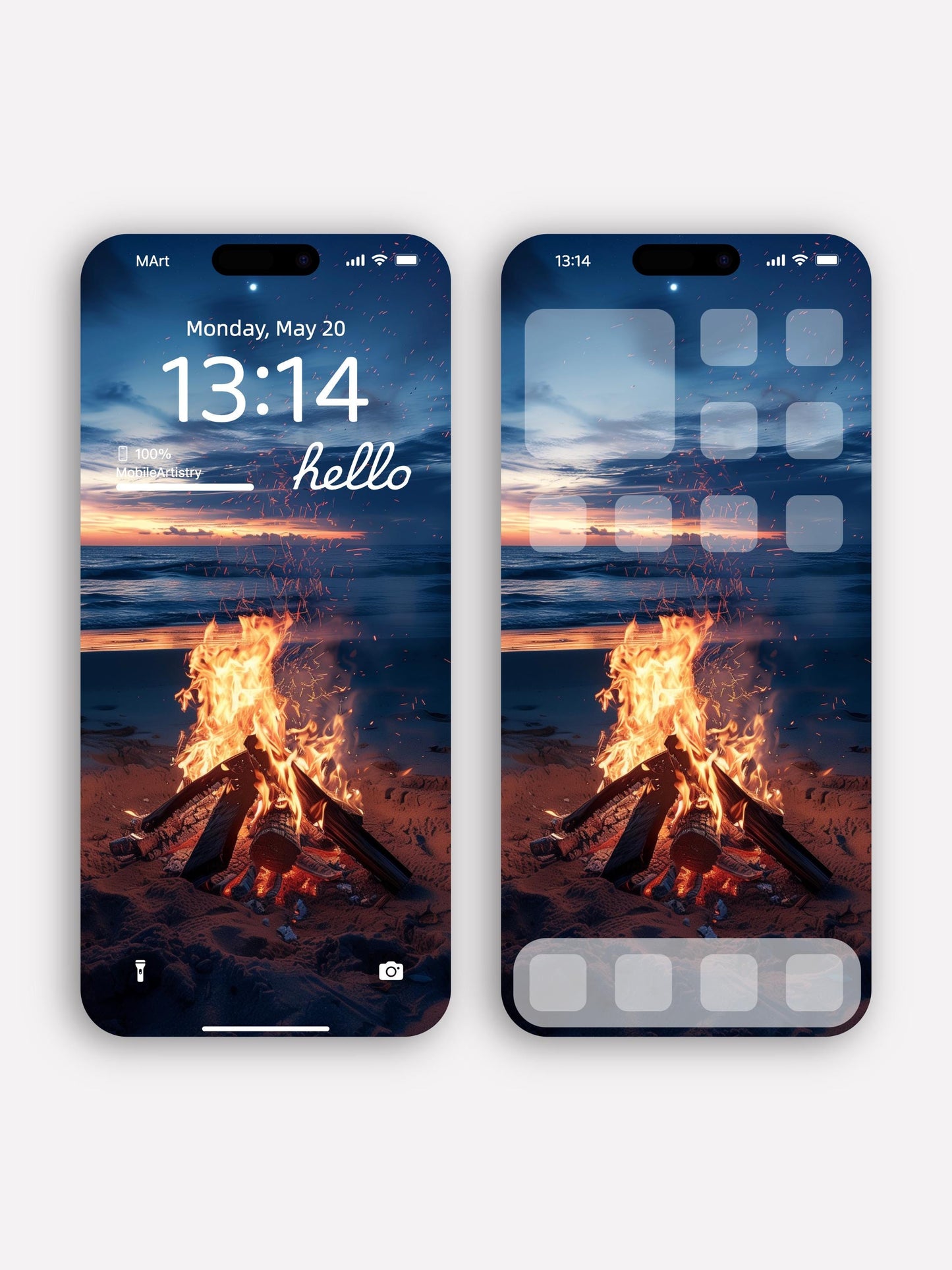 Beach Bonfire Sunset 4K UHD Phone Wallpaper - Cozy Ocean Vibes for iPhone Android