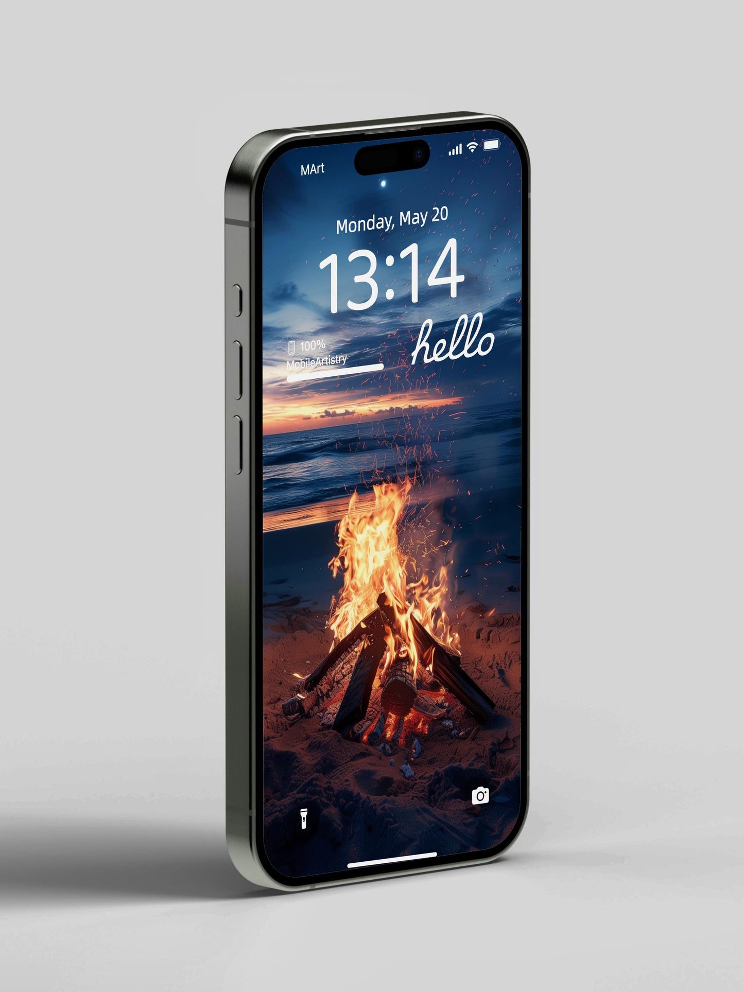 Beach Bonfire Sunset 4K UHD Phone Wallpaper - Cozy Ocean Vibes for iPhone Android