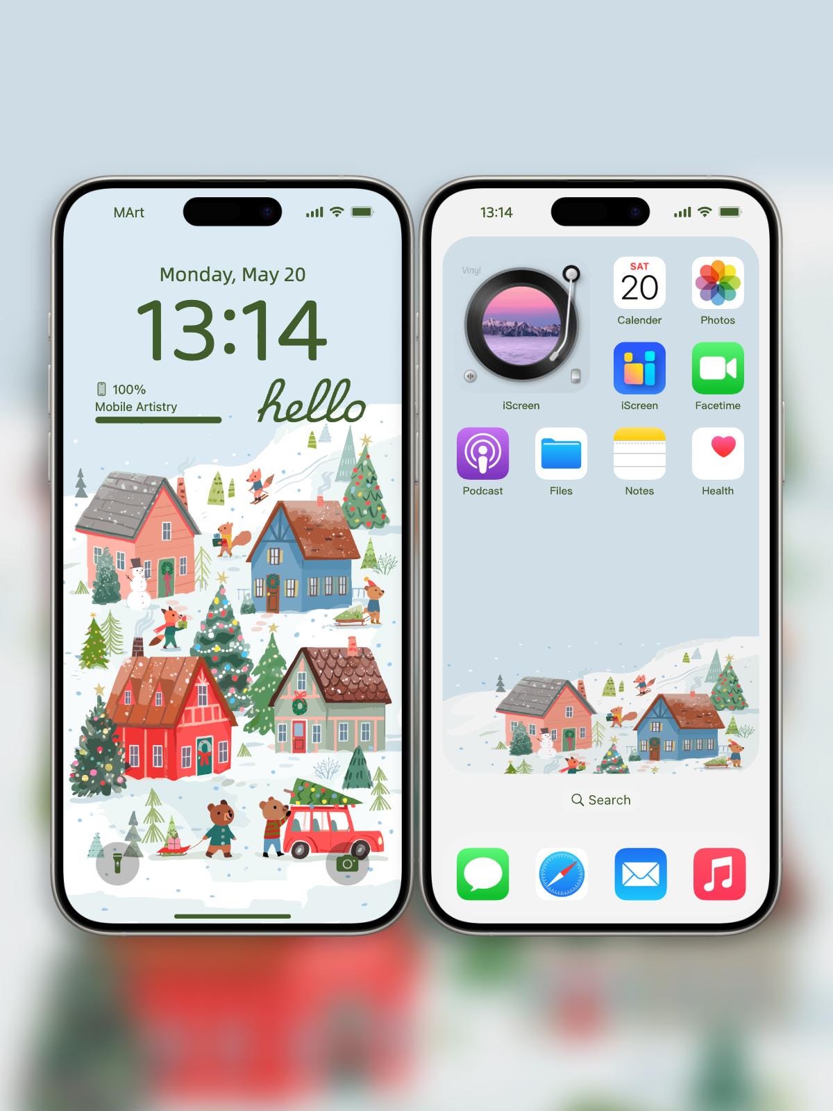 Whimsical Christmas Village 4K Phone Wallpaper - Holiday Gift for Her & Him | Winter Scene for iPhone Android | Instant Digital Download