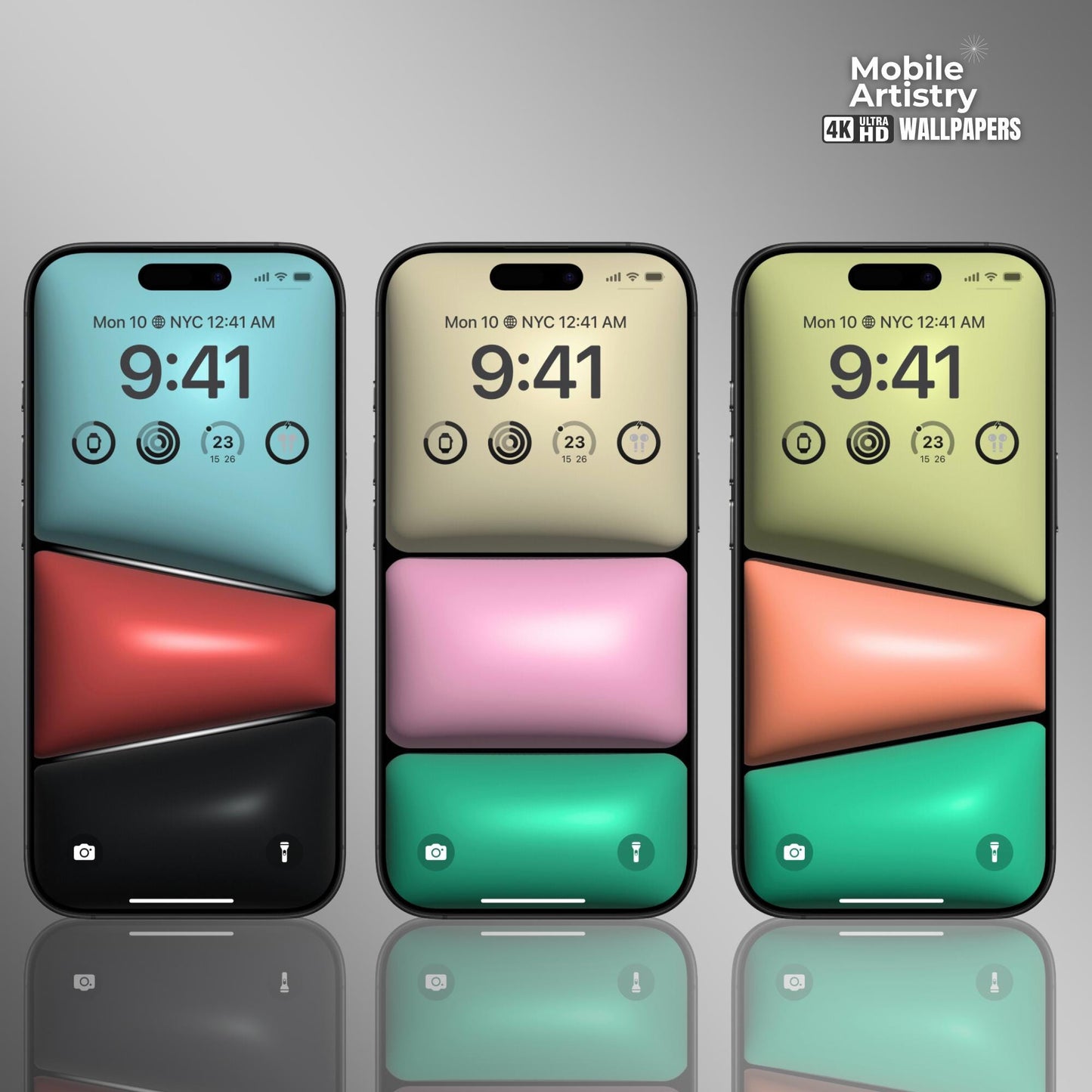 Colorful Inflated Pillow 4K iPhone Wallpapers | Geometric 3D Effect | Home & Lock Screen Set | Minimalist Pastel Backgrounds