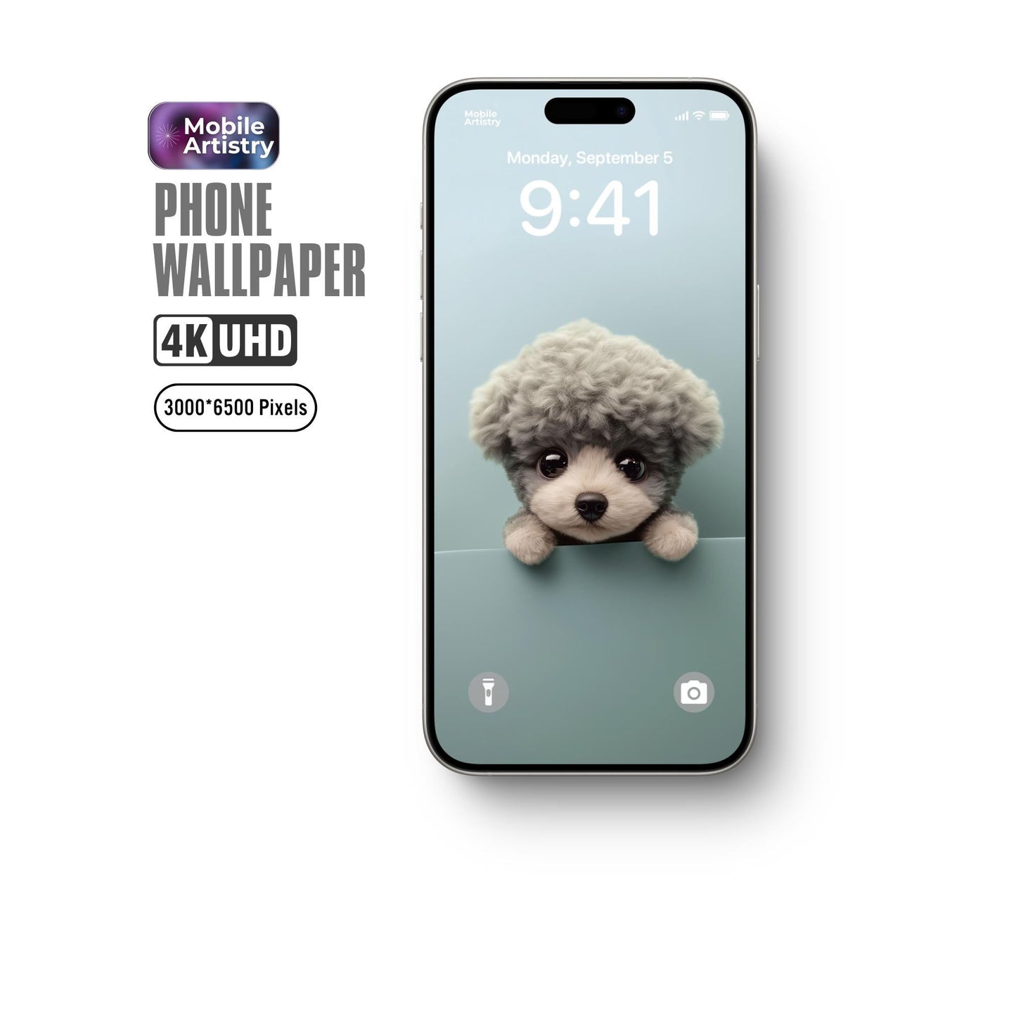 Adorable Puppy 4K UHD Phone Wallpaper - Instant Download for iPhone Android - Cute and Fluffy Dog Lock Screen