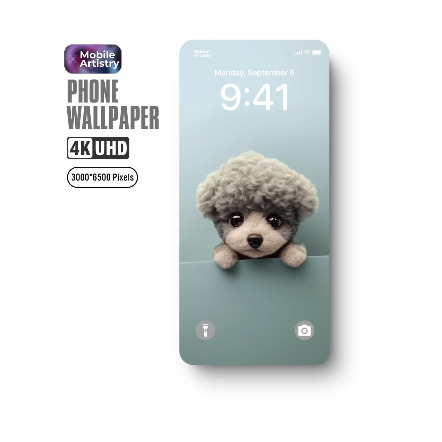 Adorable Puppy 4K UHD Phone Wallpaper - Instant Download for iPhone Android - Cute and Fluffy Dog Lock Screen