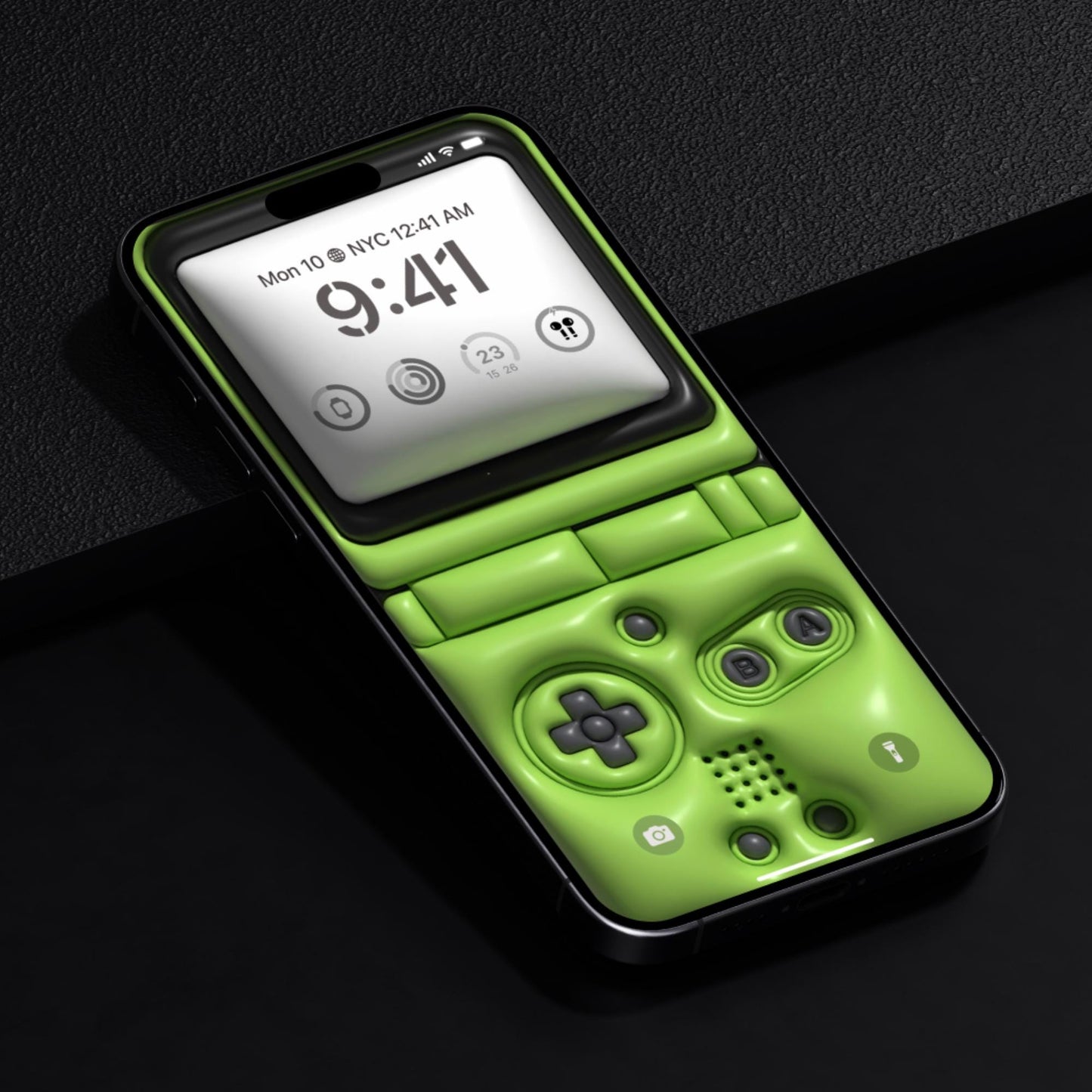3D Gaming Console iPhone Wallpaper Retro Puff Effect Green Gamer Lock Screen Nostalgic Game Aesthetic Android HD Background