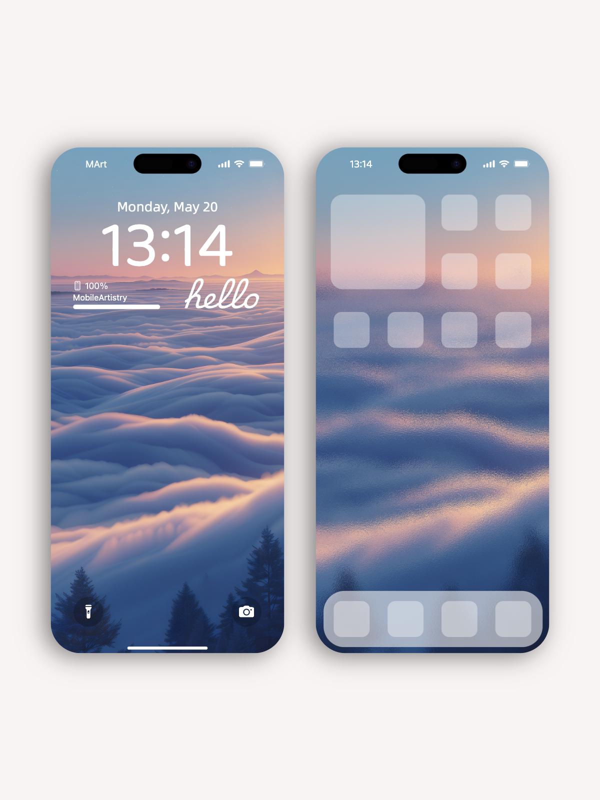 Tranquil Cloudscape Sunrise Wallpaper Set - 4K Ultra HD for Mobile Tablet Desktop - Mountain Sky Scene