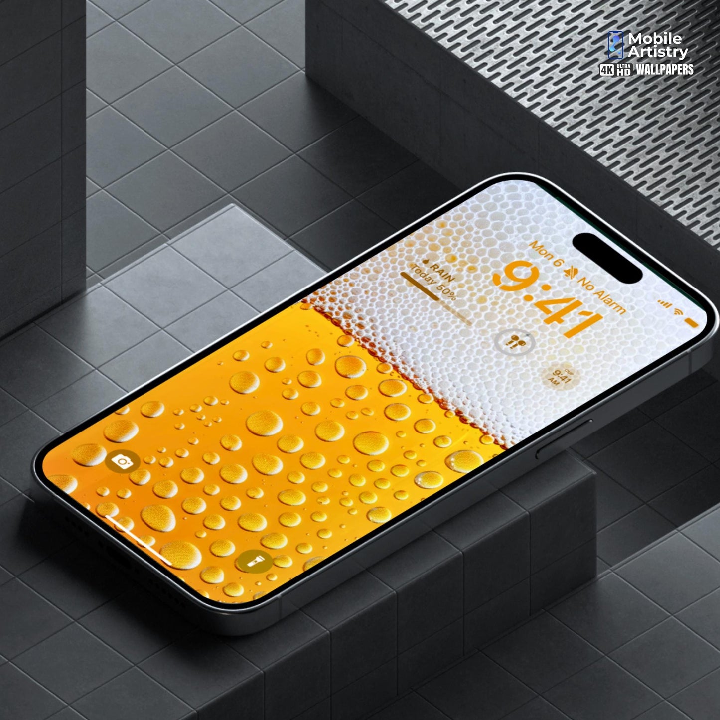 4K Golden Beer Bubbles Wallpaper | Lock Screen & Home Screen Background | Beer-Themed Mobile Wallpaper|iPhone/Android Wallpaper
