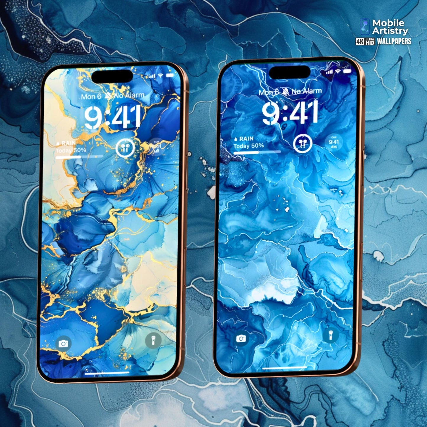 Abstract Blue Marble Phone Wallpaper Set | 4K Ocean-Inspired Aesthetic Backgrounds | Elegant Lock & Home Screen | Instant Download