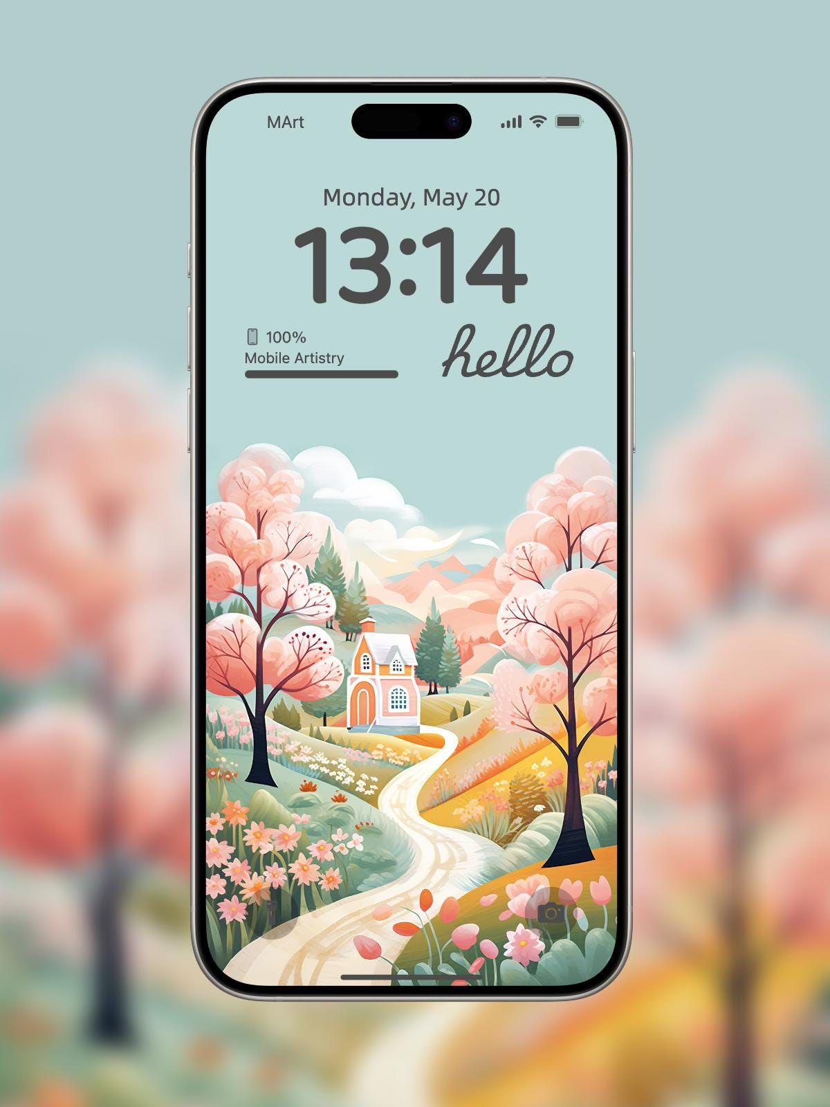 Whimsical Pastel Village 4K UHD Phone Wallpaper Set - Cute Lock Home Screen Design for iPhone Android