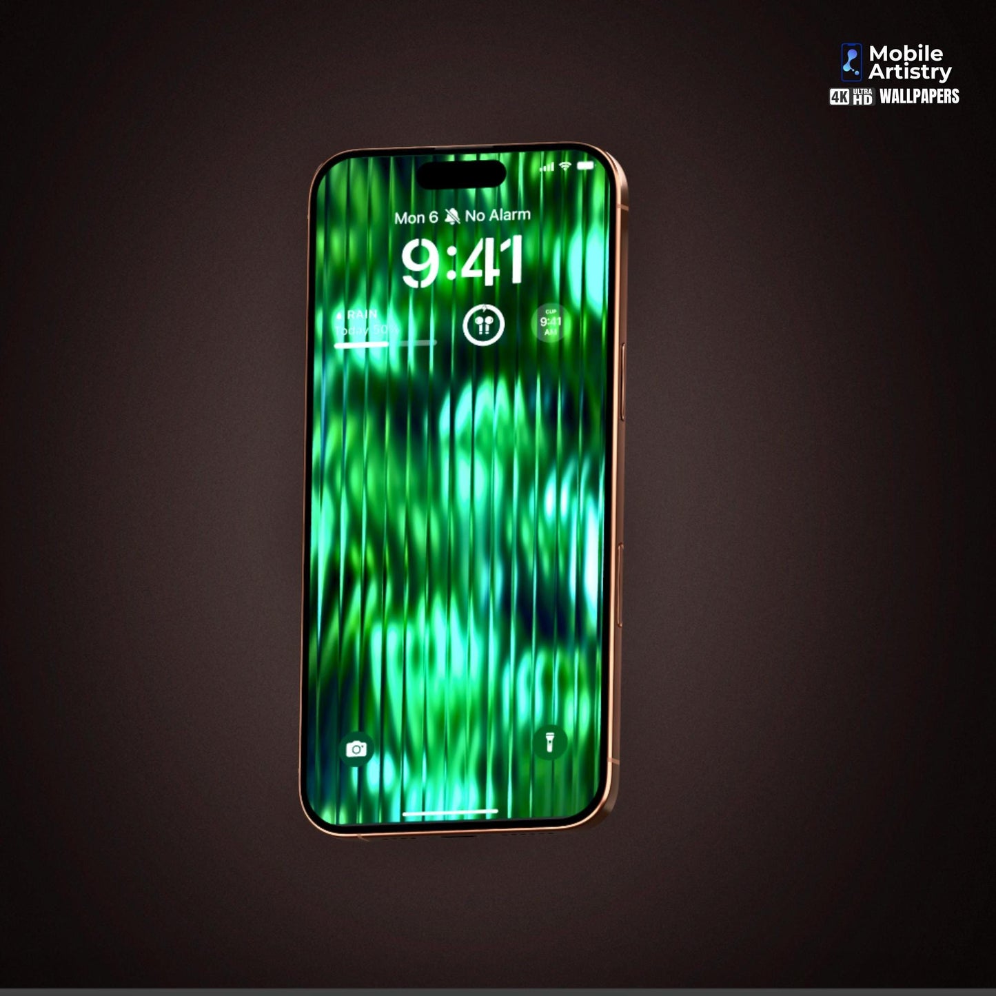 Green Ribbed Glass Effect Phone Wallpaper | Sleek & Modern Design | 4K HD for iPhone /Android