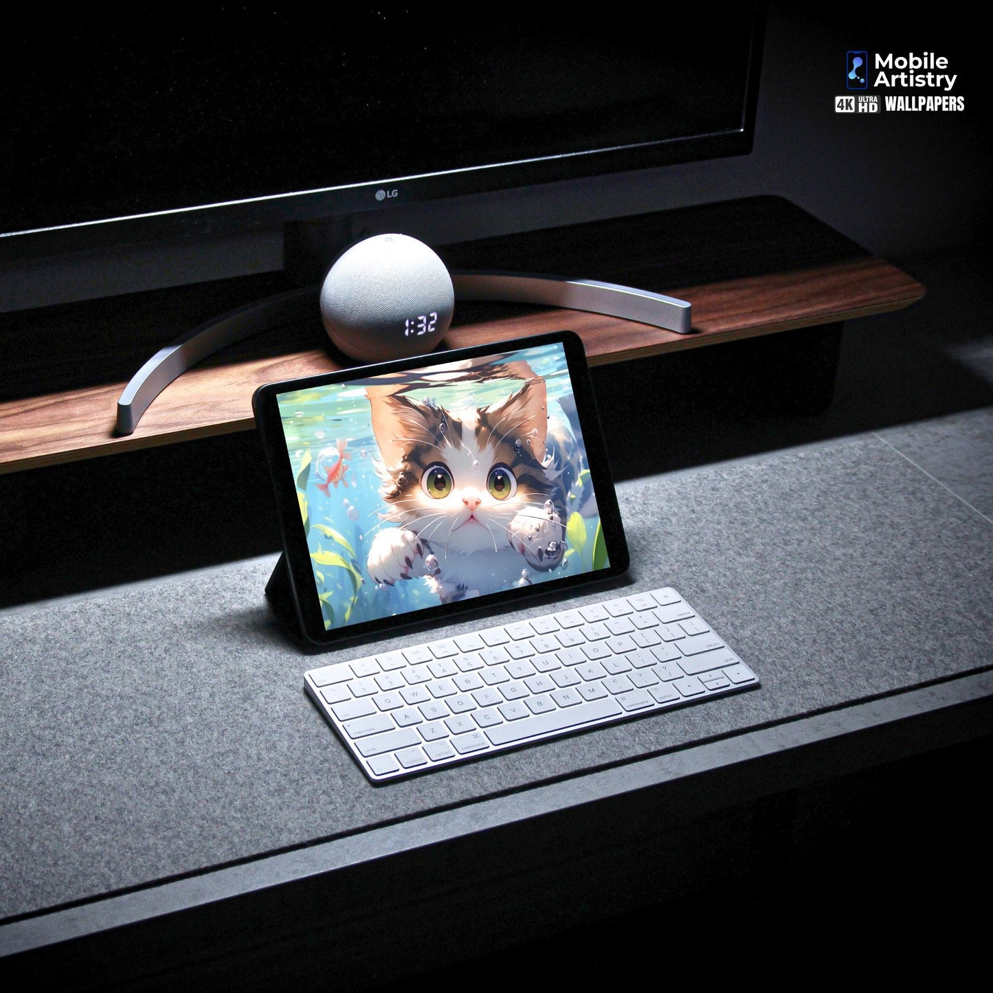 Cute Underwater Kitten iPad & Samsung Tablet Wallpaper Set | 4K HD Cat Art Backgrounds | Set of 3 Adorable Kitten Wallpapers