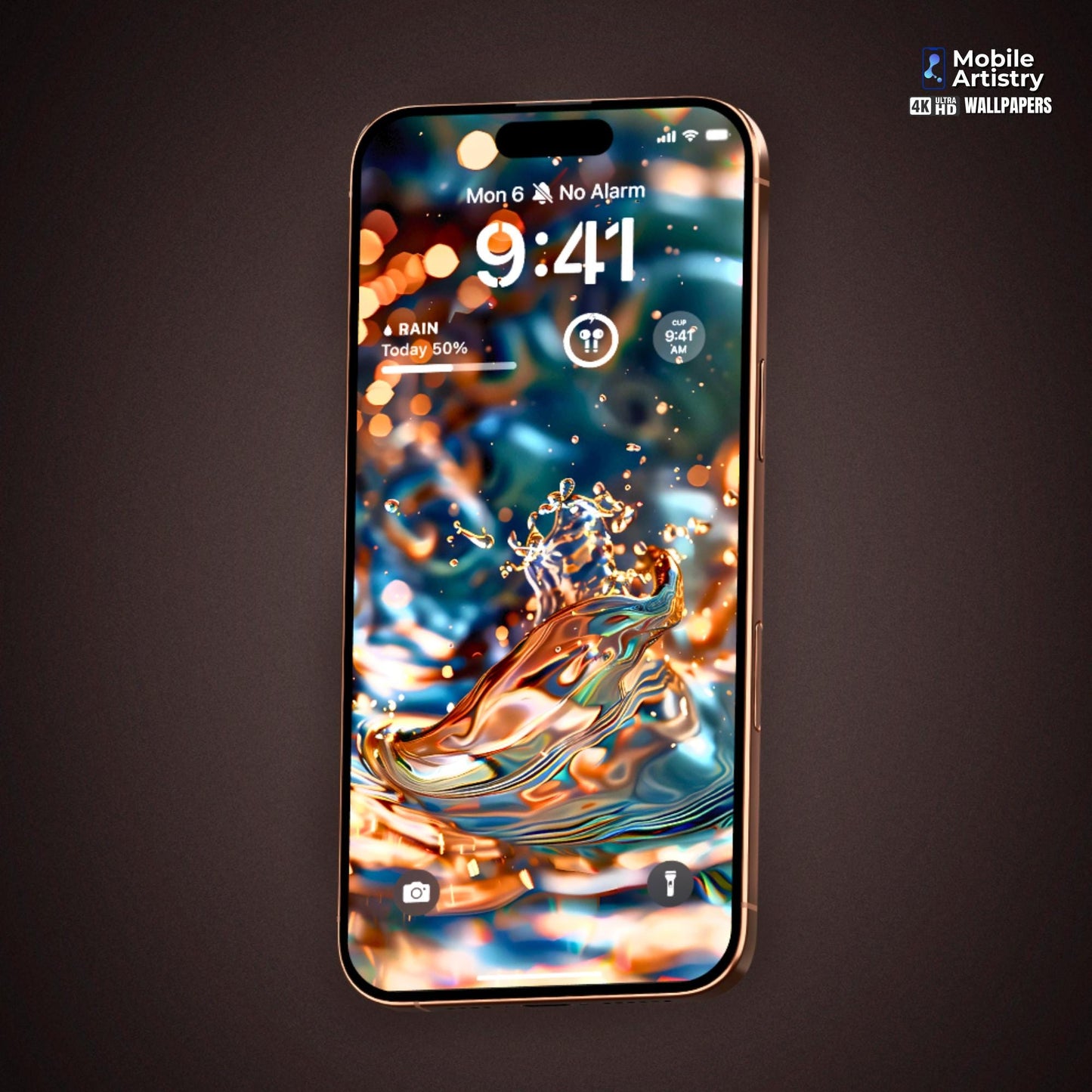 Golden Liquid Glass Phone Wallpaper | 4K HD for iPhone, Android | Customized Blur Screen Background|iOS18 Wallpapers