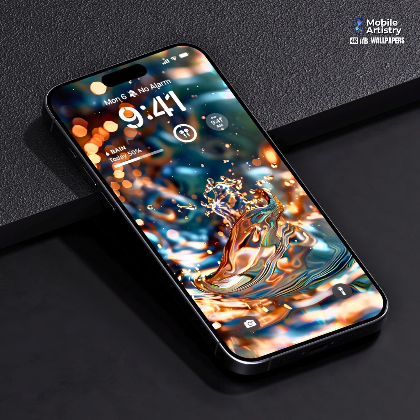 Golden Liquid Glass Phone Wallpaper | 4K HD for iPhone, Android | Customized Blur Screen Background|iOS18 Wallpapers