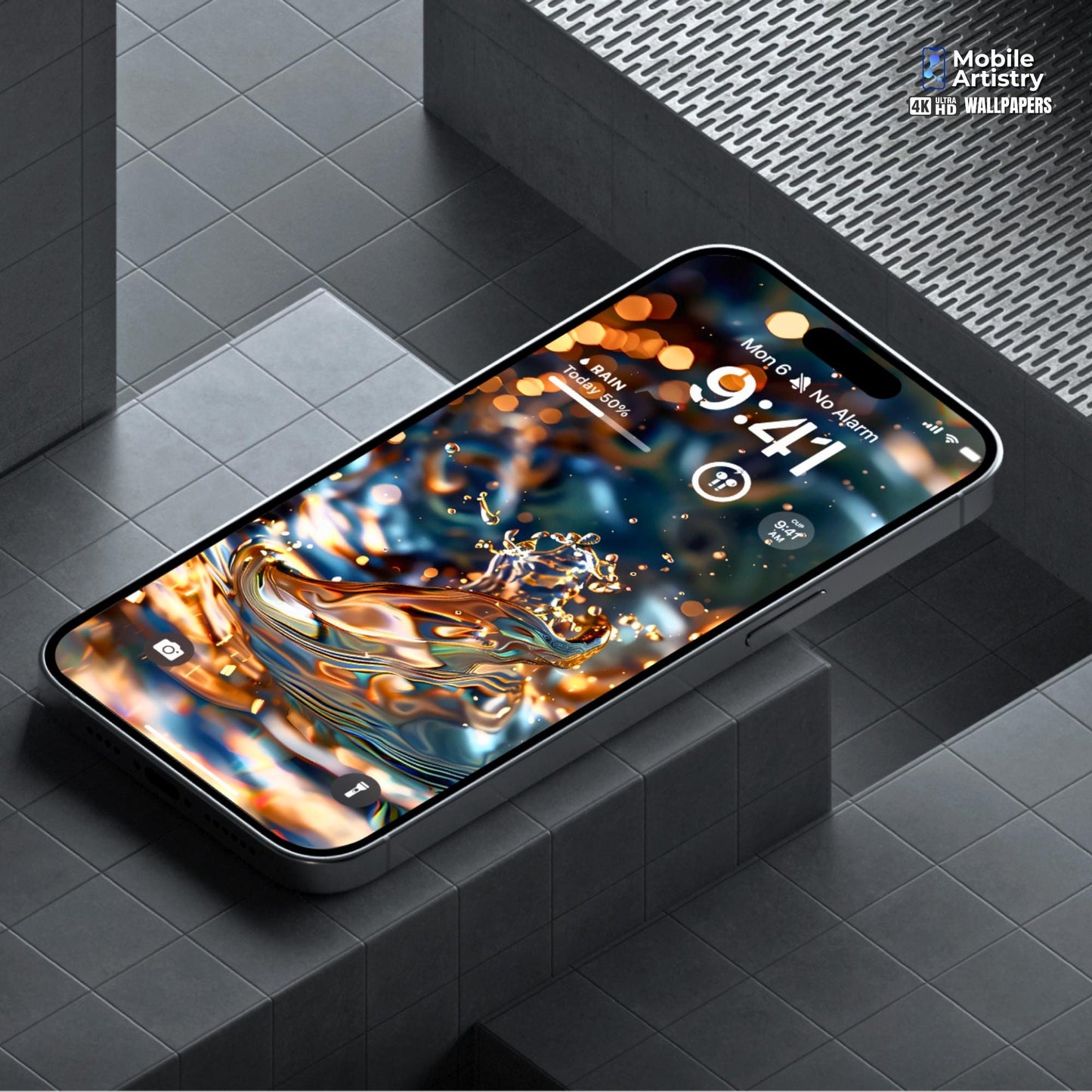 Golden Liquid Glass Phone Wallpaper | 4K HD for iPhone, Android | Customized Blur Screen Background|iOS18 Wallpapers