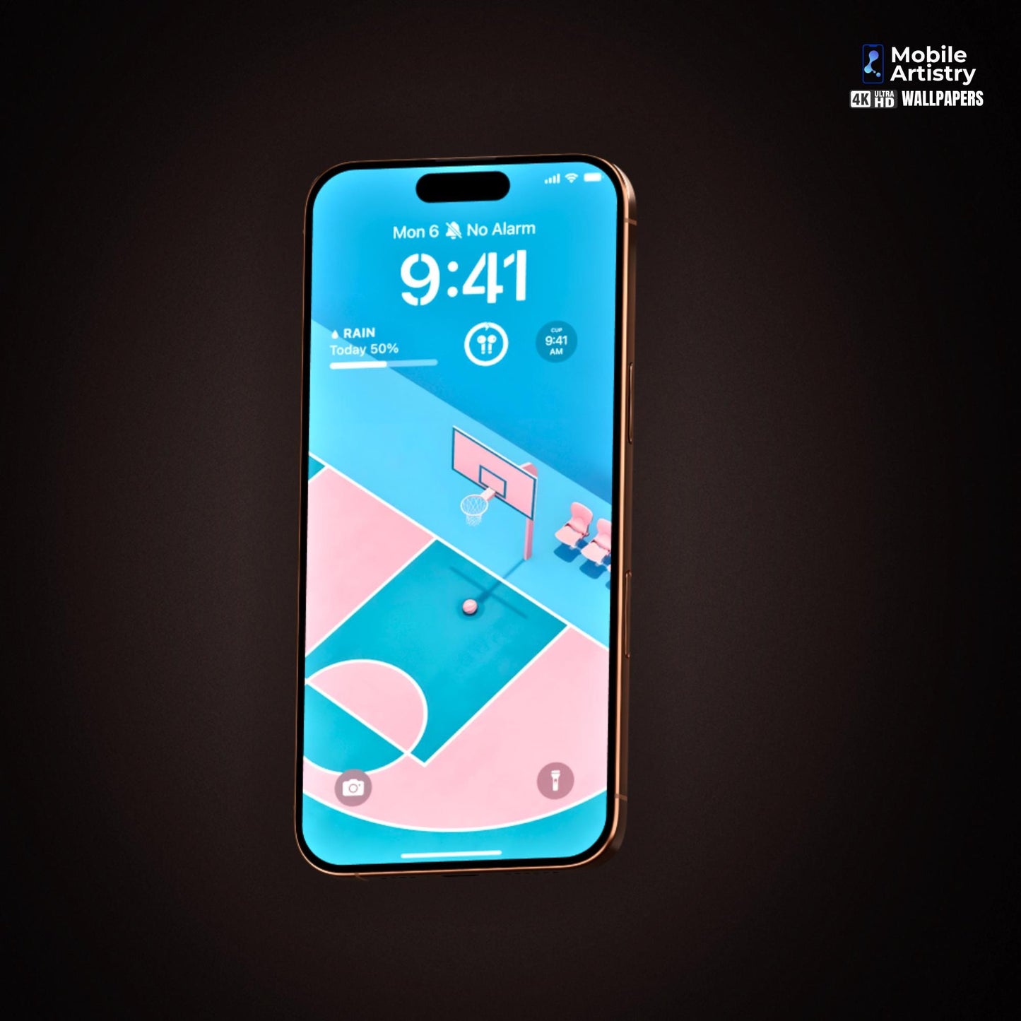 Pink Pastel Basketball Court Phone Wallpaper | 4K HD for iPhone & Android | Minimalist Sport Aesthetic