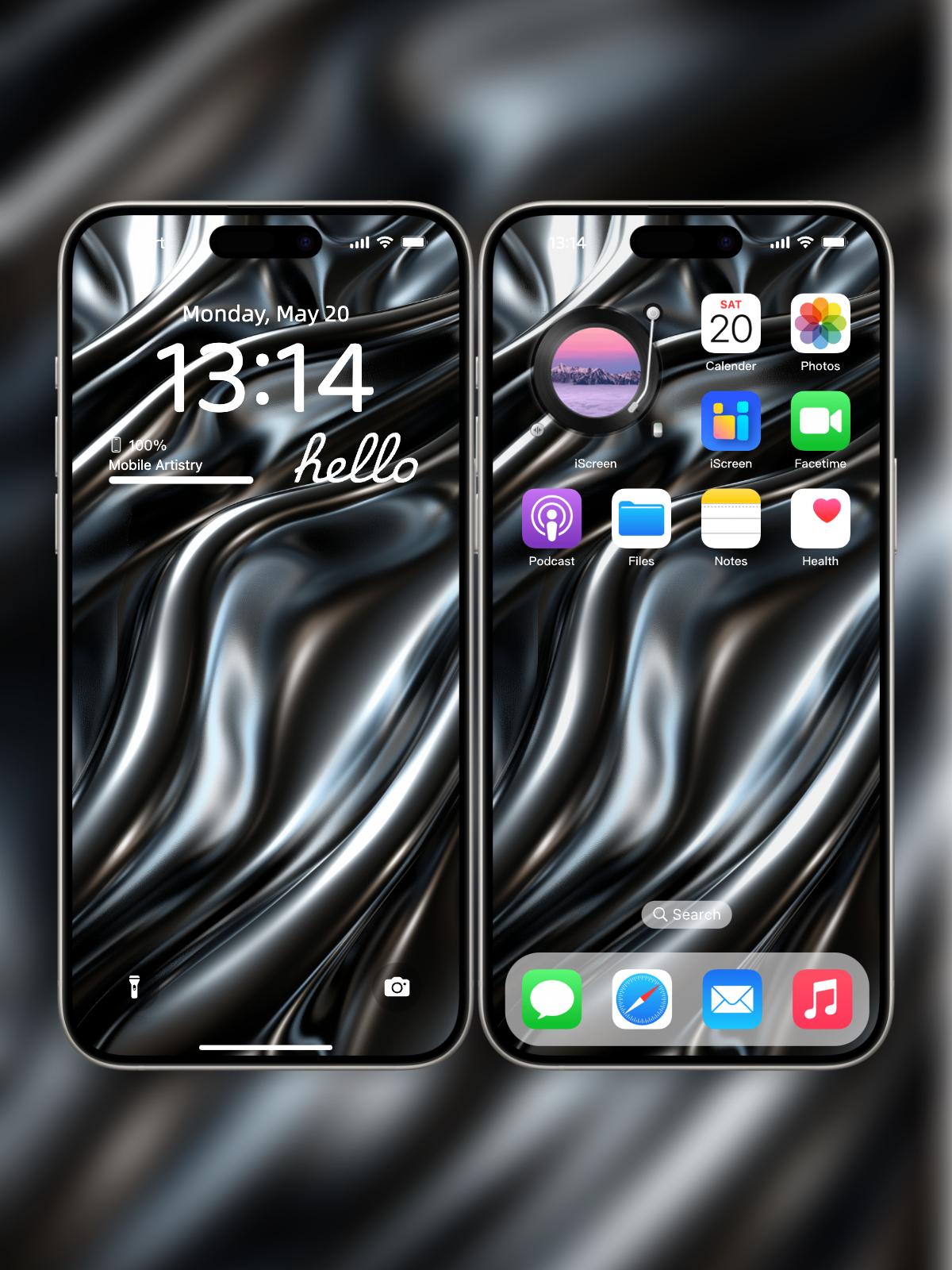 Black Liquid Metal 4K UHD Phone Wallpaper - Sleek Metallic Waves for iPhone & Android