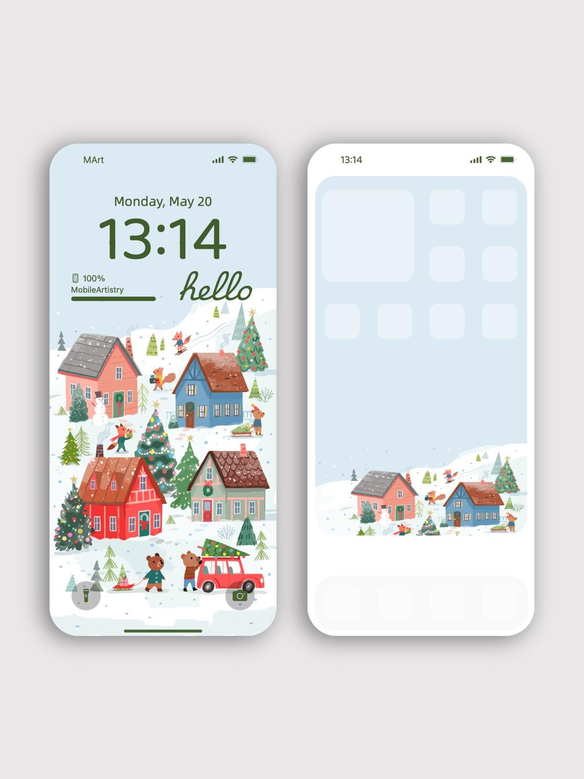 Whimsical Christmas Village 4K Phone Wallpaper - Holiday Gift for Her & Him | Winter Scene for iPhone Android | Instant Digital Download