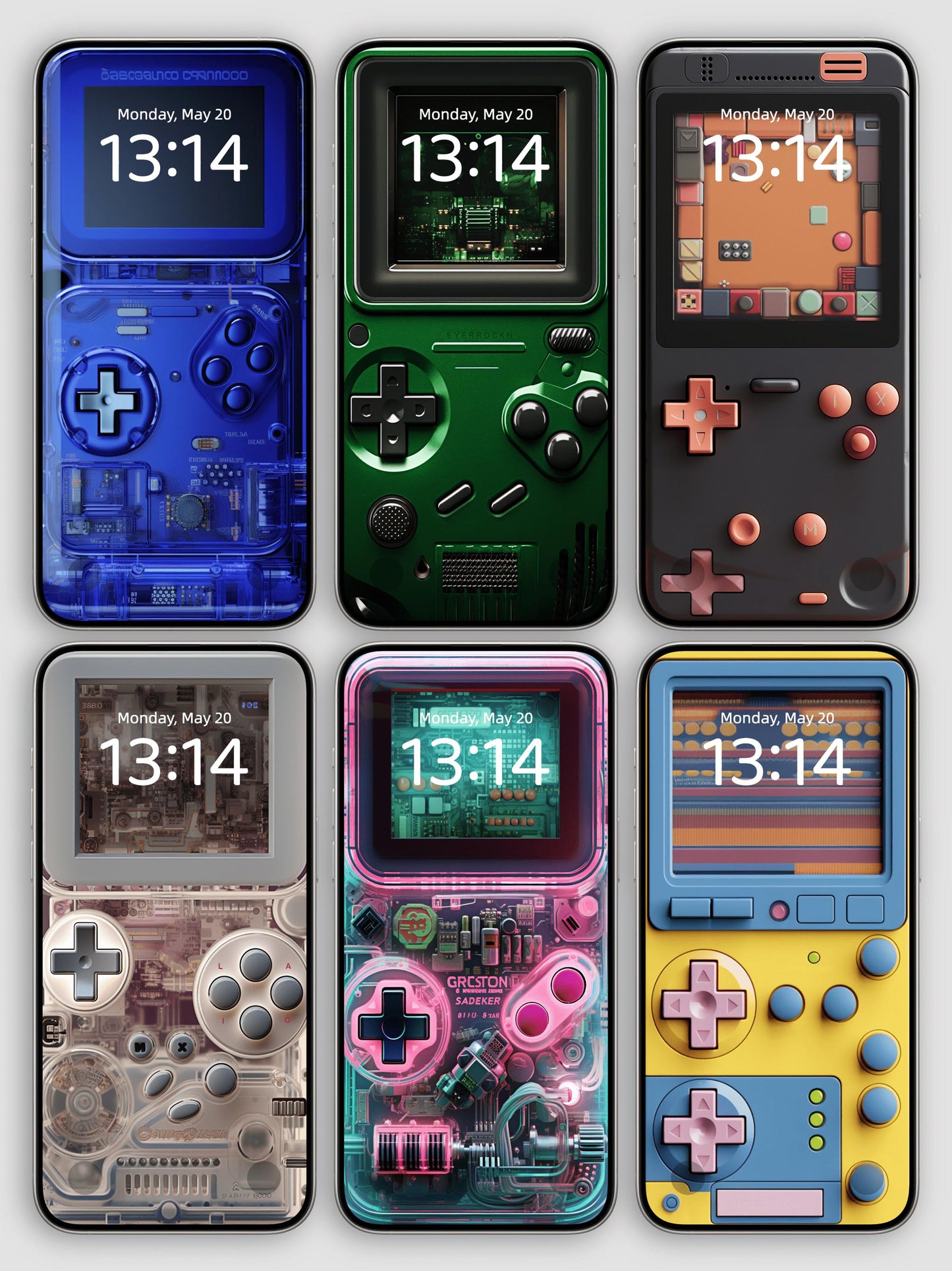 6 Gameboy Retro 3D Phone Wallpaper | 4K HD iPhone & Android | Vintage Handheld Console Design|Instant Digital Download
