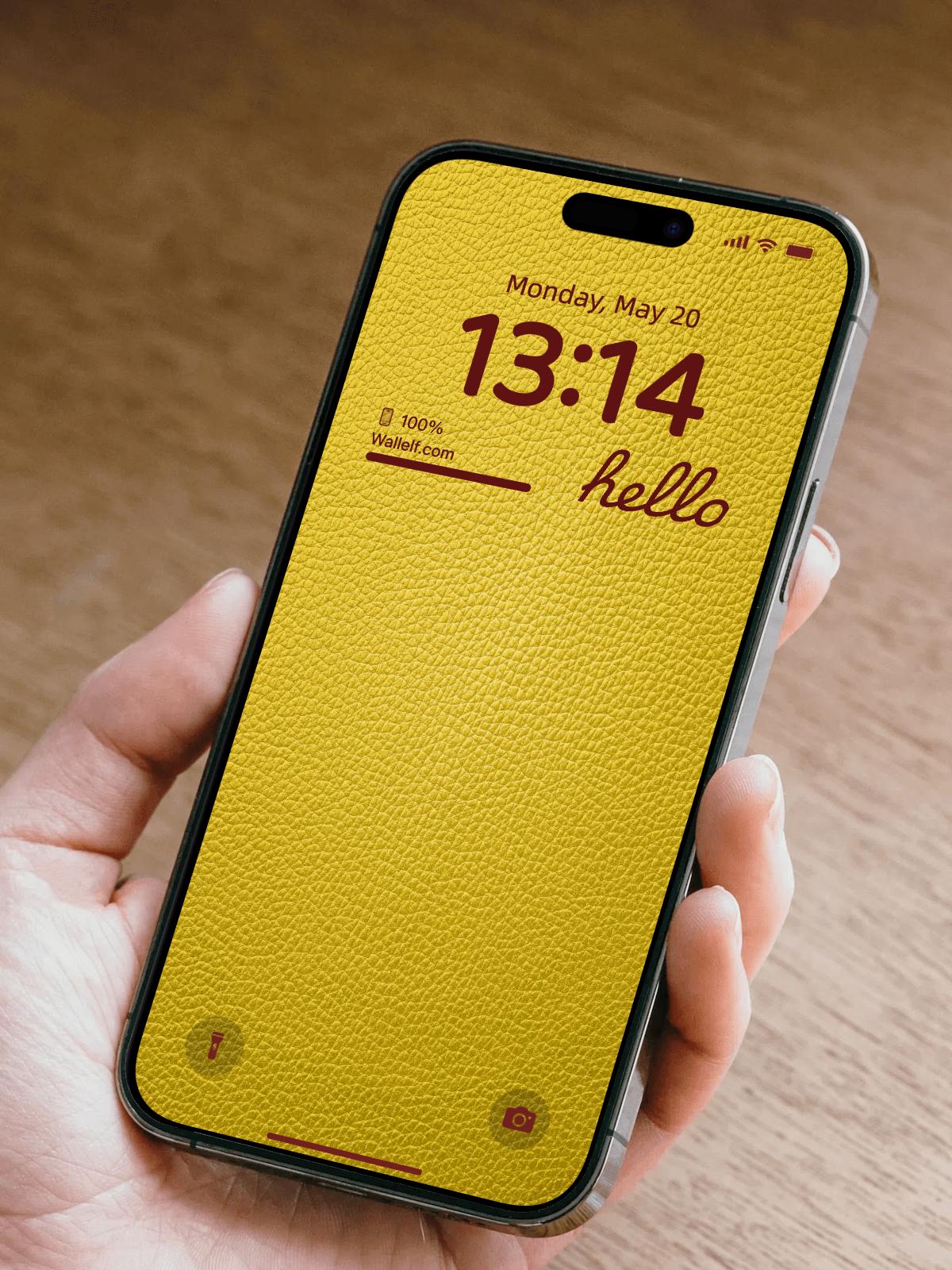 Yellow Leather Texture Wallpaper | 4K HD for iPhone & Android | Bold Elegant Screen Background Design
