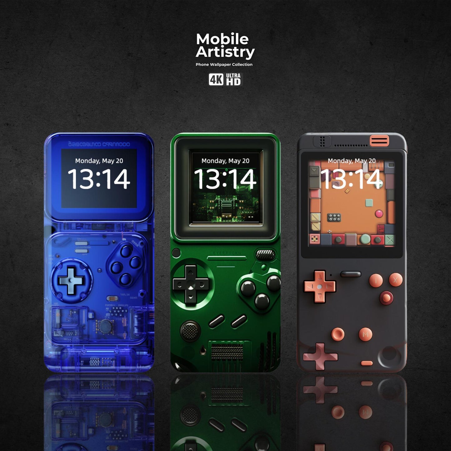 6 Gameboy Retro 3D Phone Wallpaper | 4K HD iPhone & Android | Vintage Handheld Console Design|Instant Digital Download