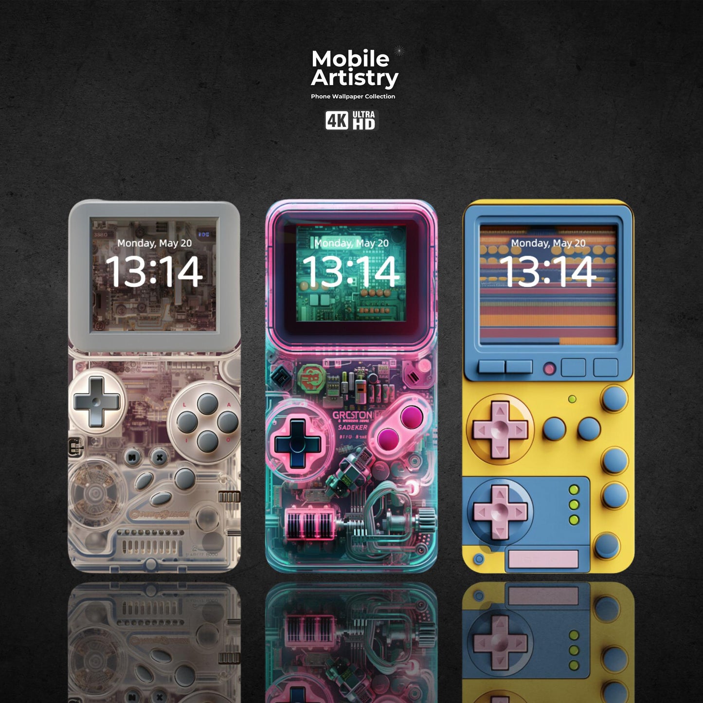 6 Gameboy Retro 3D Phone Wallpaper | 4K HD iPhone & Android | Vintage Handheld Console Design|Instant Digital Download