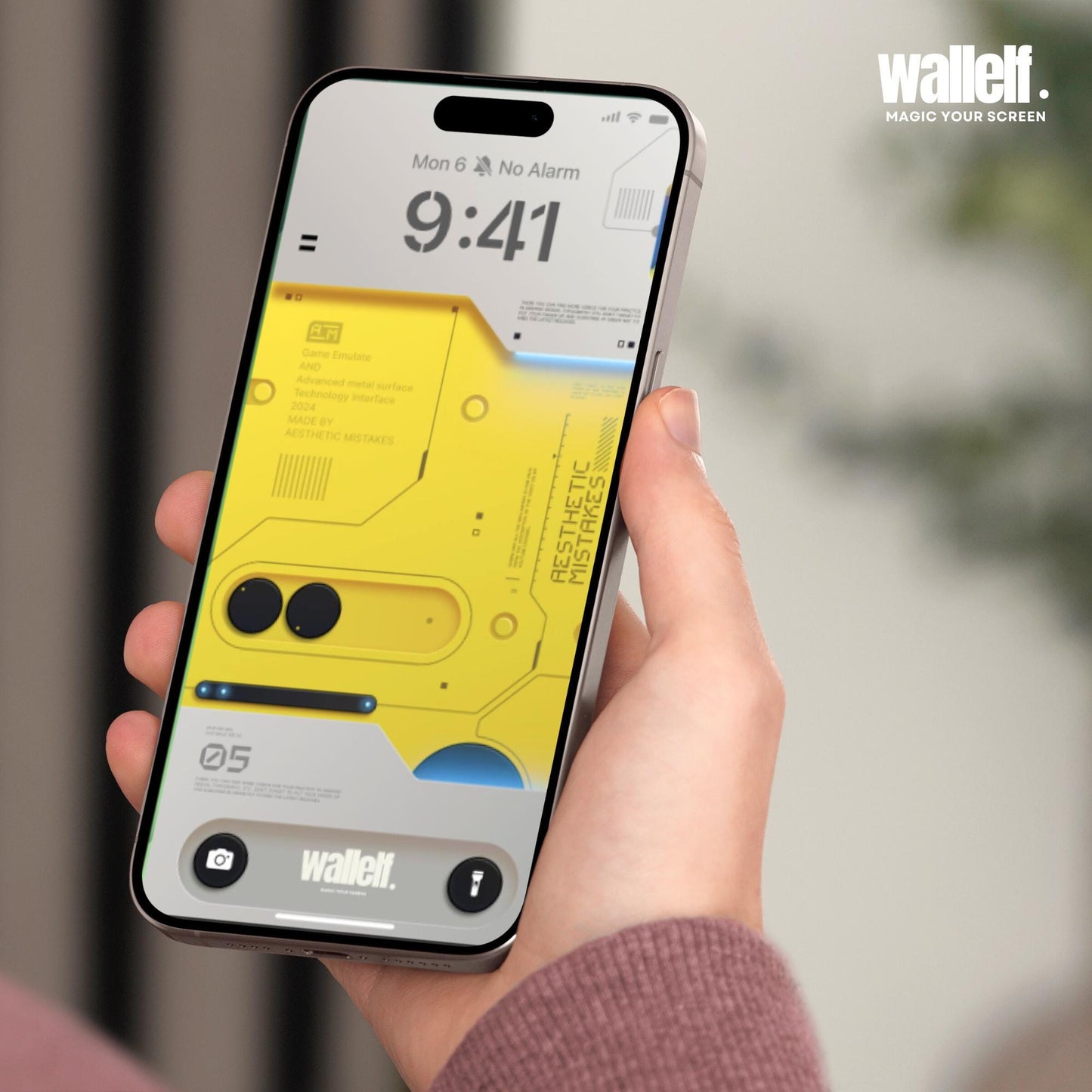 Yellow Futuristic Tech Wallpaper | 4K Aesthetic Mistakes Design | Lock Screen & Blur Effect Home Screen for iPhone Android