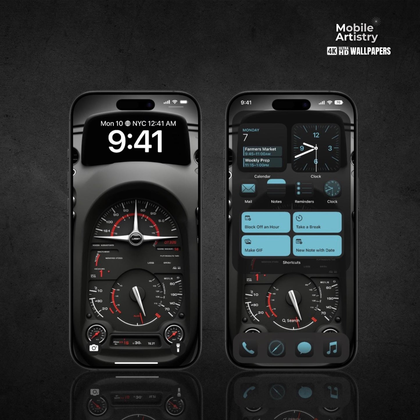 4K Luxury Car Dashboard Phone Wallpaper - Speedometer Tachometer Aesthetic for iPhone Android - Digital Art for Car Enthusiasts