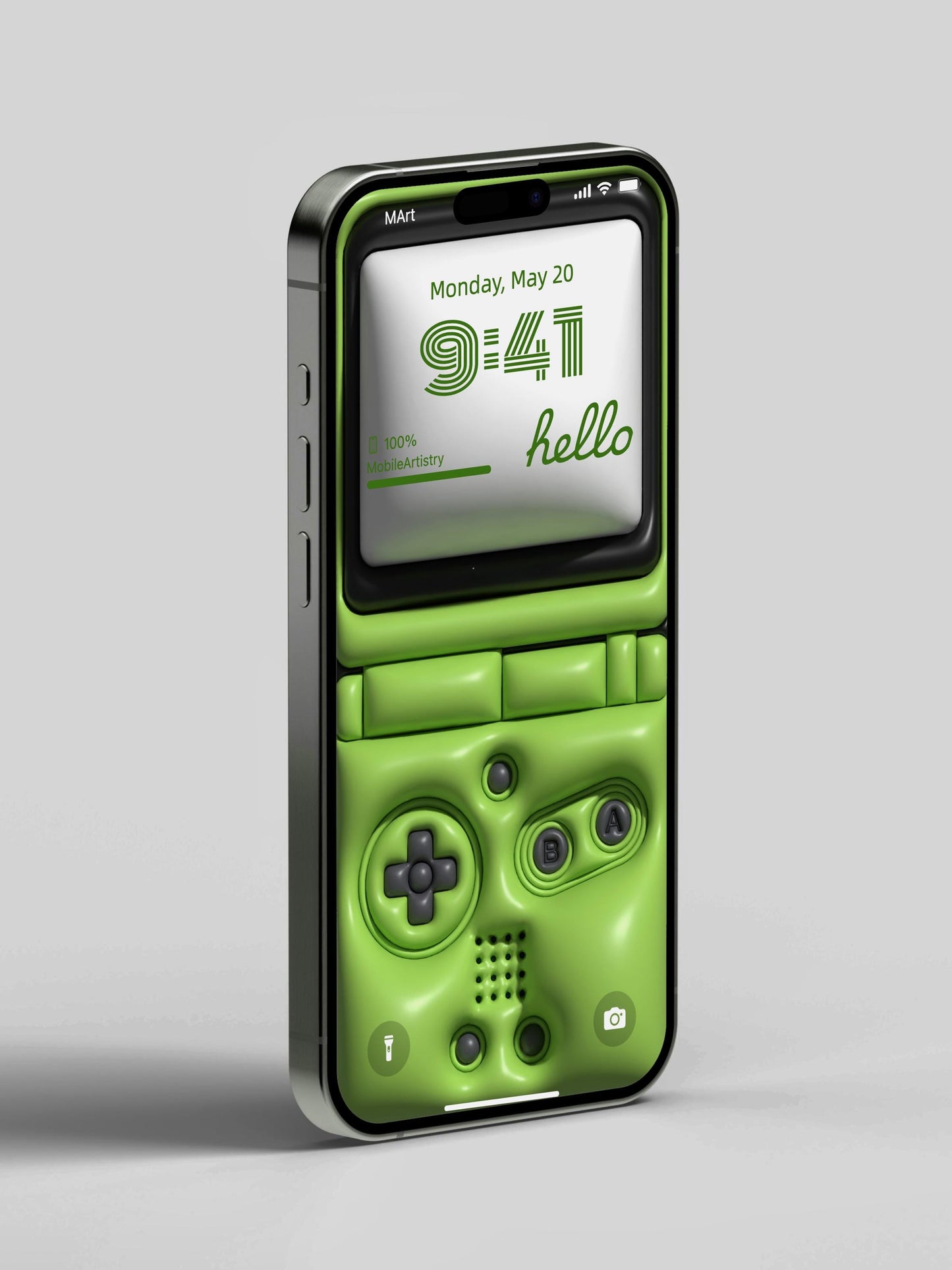 3D Gaming Console iPhone Wallpaper Retro Puff Effect Green Gamer Lock Screen Nostalgic Game Aesthetic Android HD Background