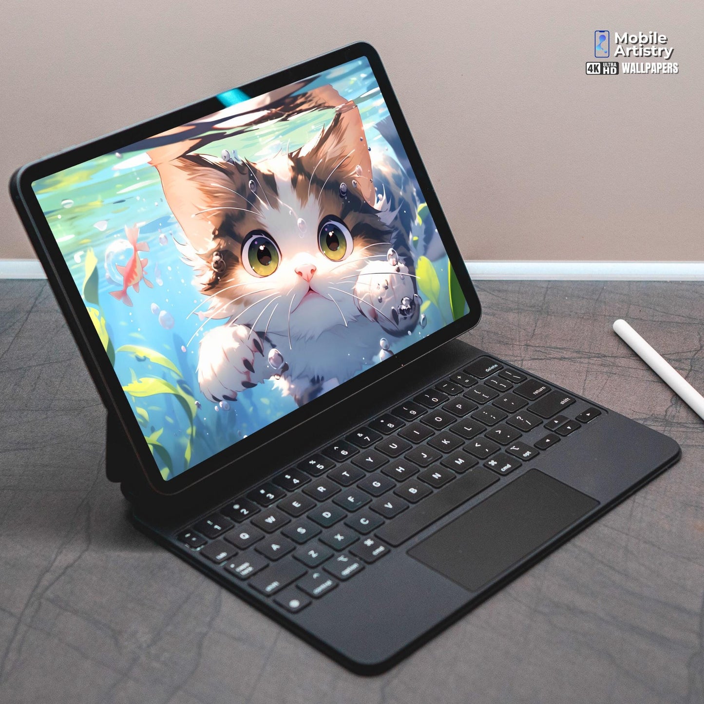 Cute Underwater Kitten iPad & Samsung Tablet Wallpaper Set | 4K HD Cat Art Backgrounds | Set of 3 Adorable Kitten Wallpapers