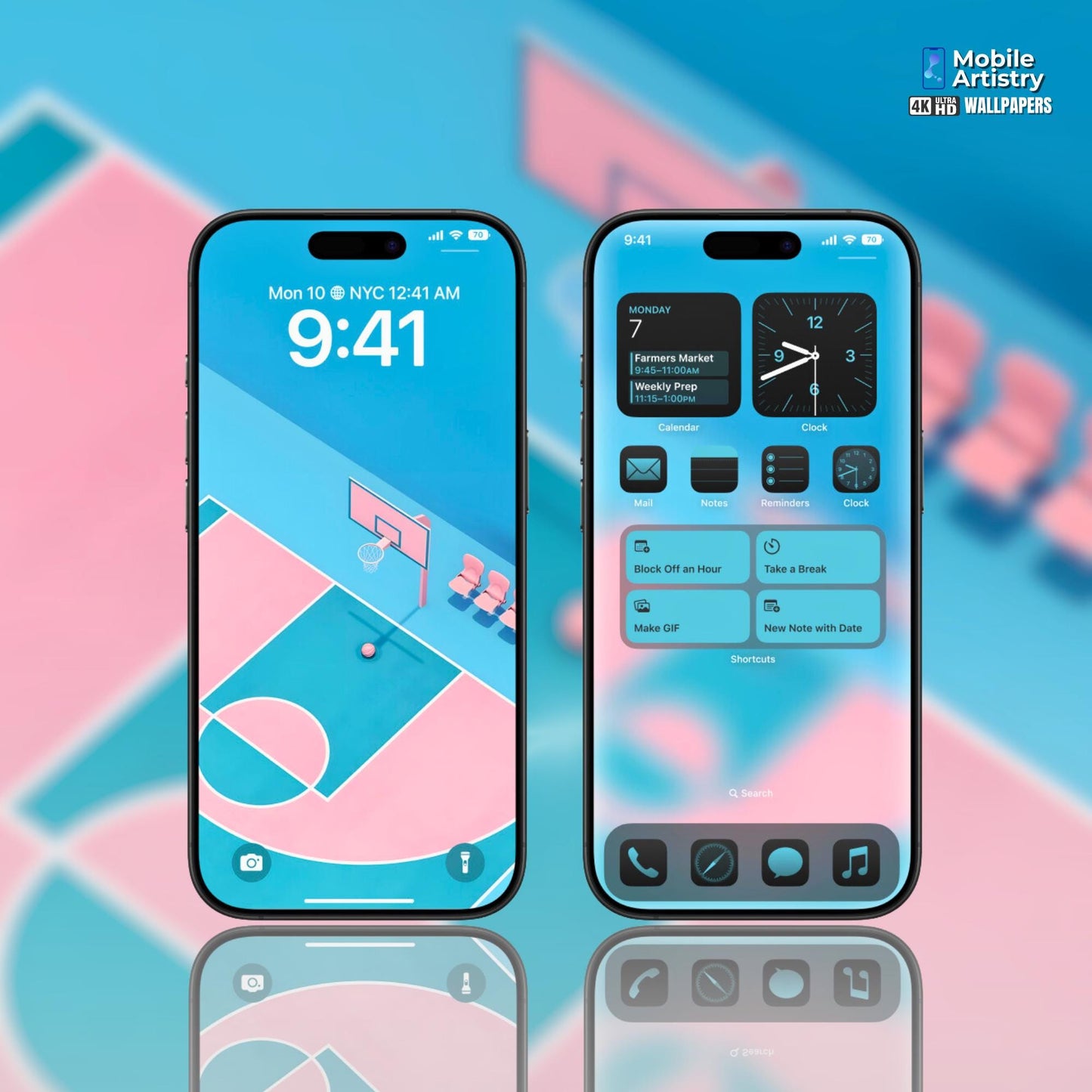 Pink Pastel Basketball Court Phone Wallpaper | 4K HD for iPhone & Android | Minimalist Sport Aesthetic