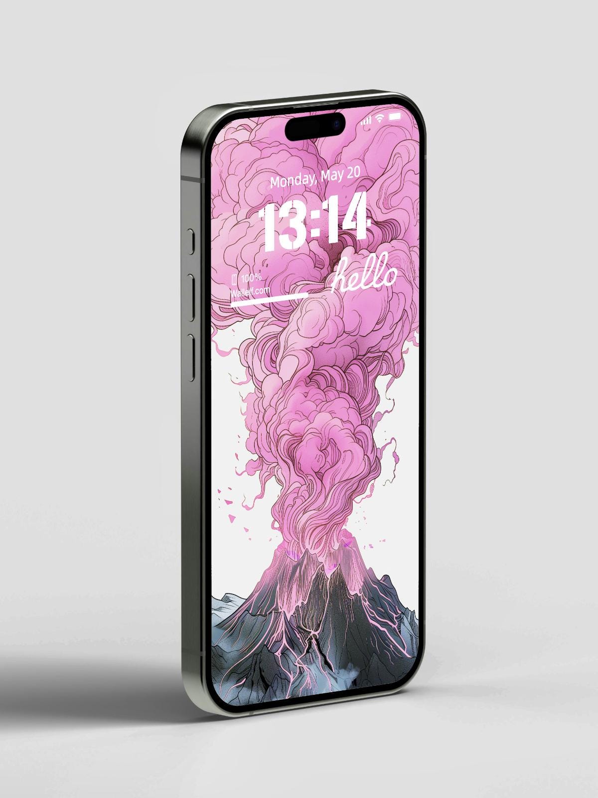 4K Volcanic Eruption Fantasy Phone Wallpaper - Vibrant Pink Explosion for iPhone Android - Digital Art with Fantasy-Inspired Details