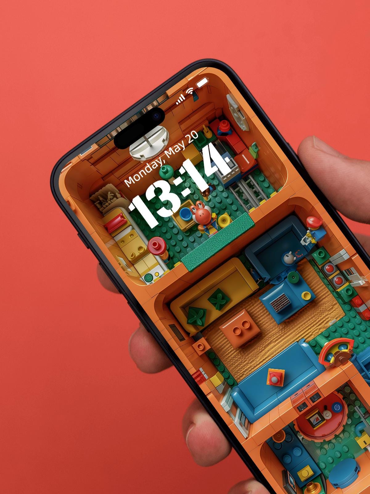 3D Block Room 4K Ultra HD Wallpaper | Colorful Toy Room for iPhone & Android | Creative Digital Art Background
