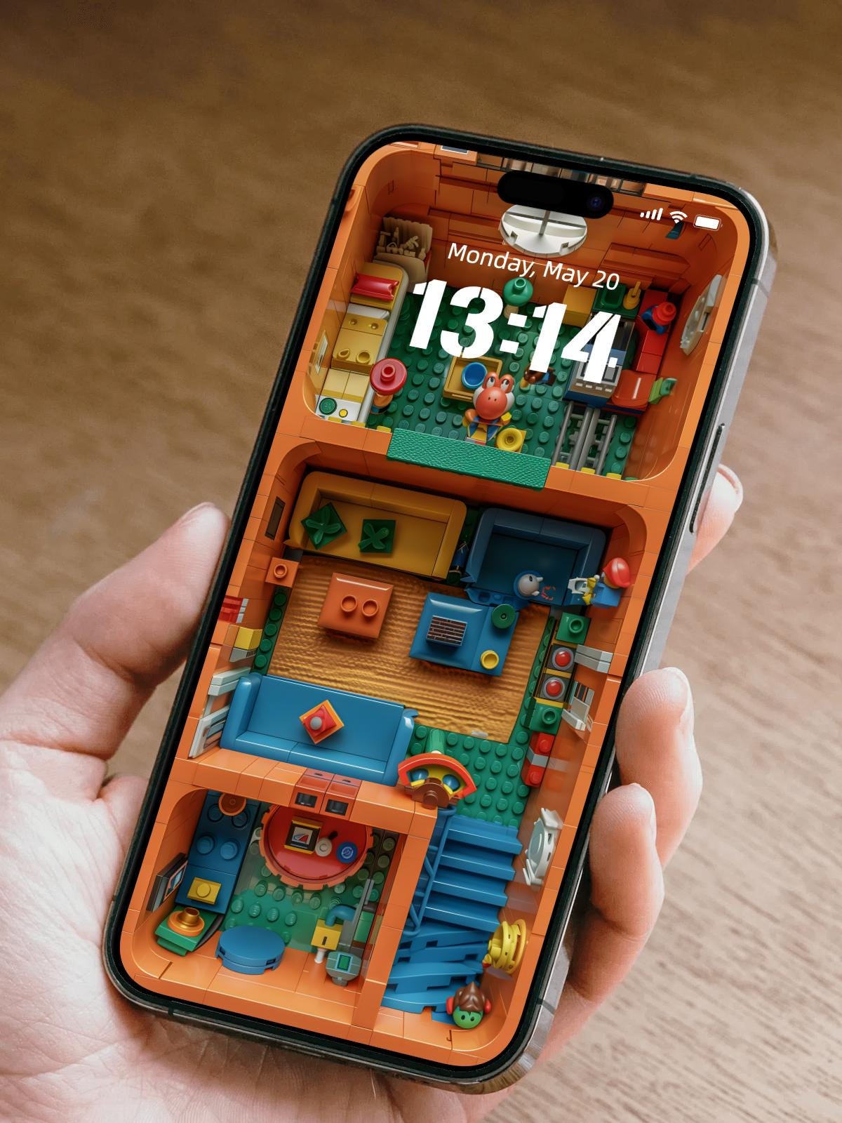 3D Block Room 4K Ultra HD Wallpaper | Colorful Toy Room for iPhone & Android | Creative Digital Art Background
