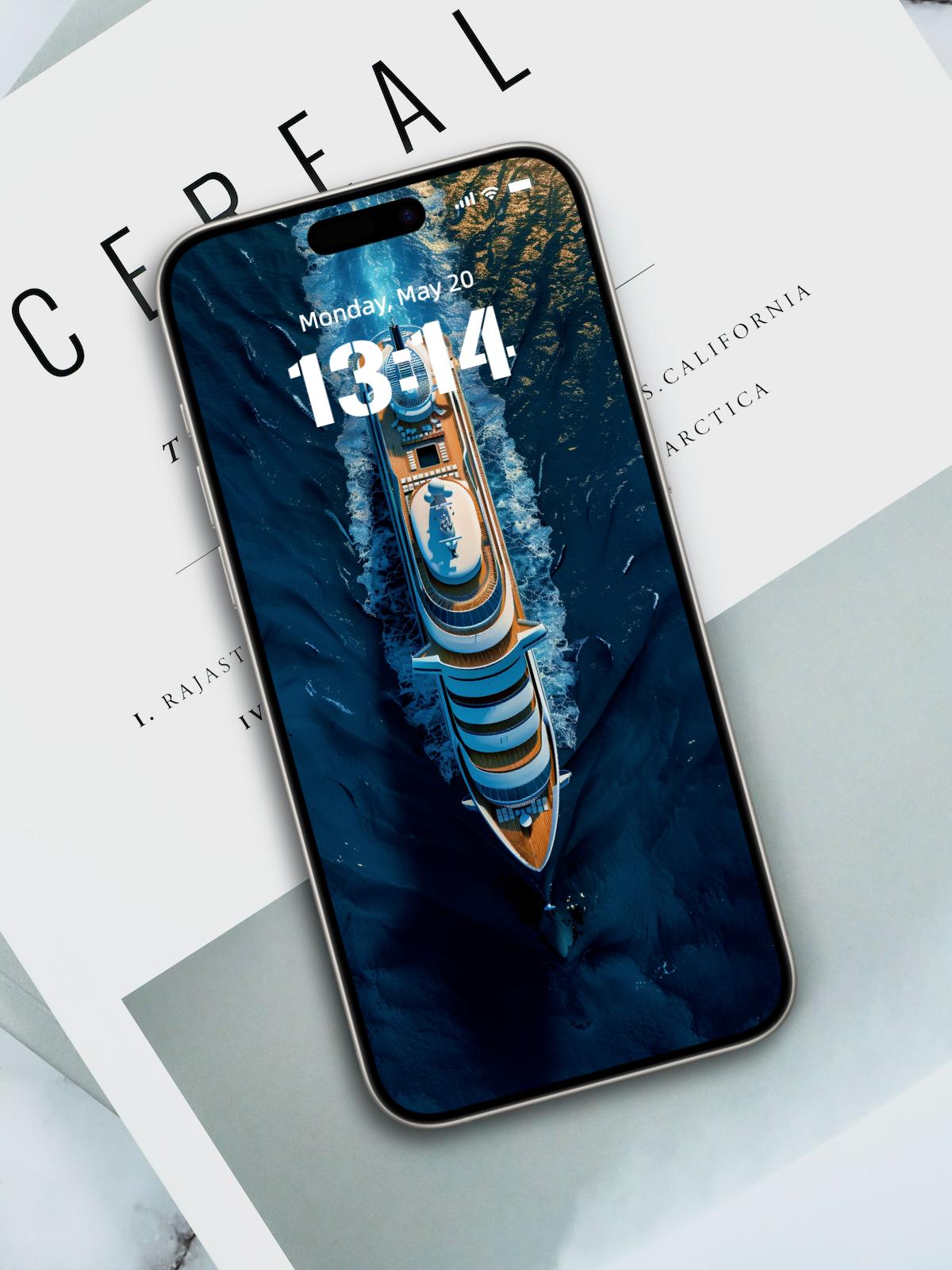 4K Ultra HD Cruise Ship Phone Wallpaper | Top-Down Nautical View with Rich Blue Ocean Tones | iPhone & Android Background