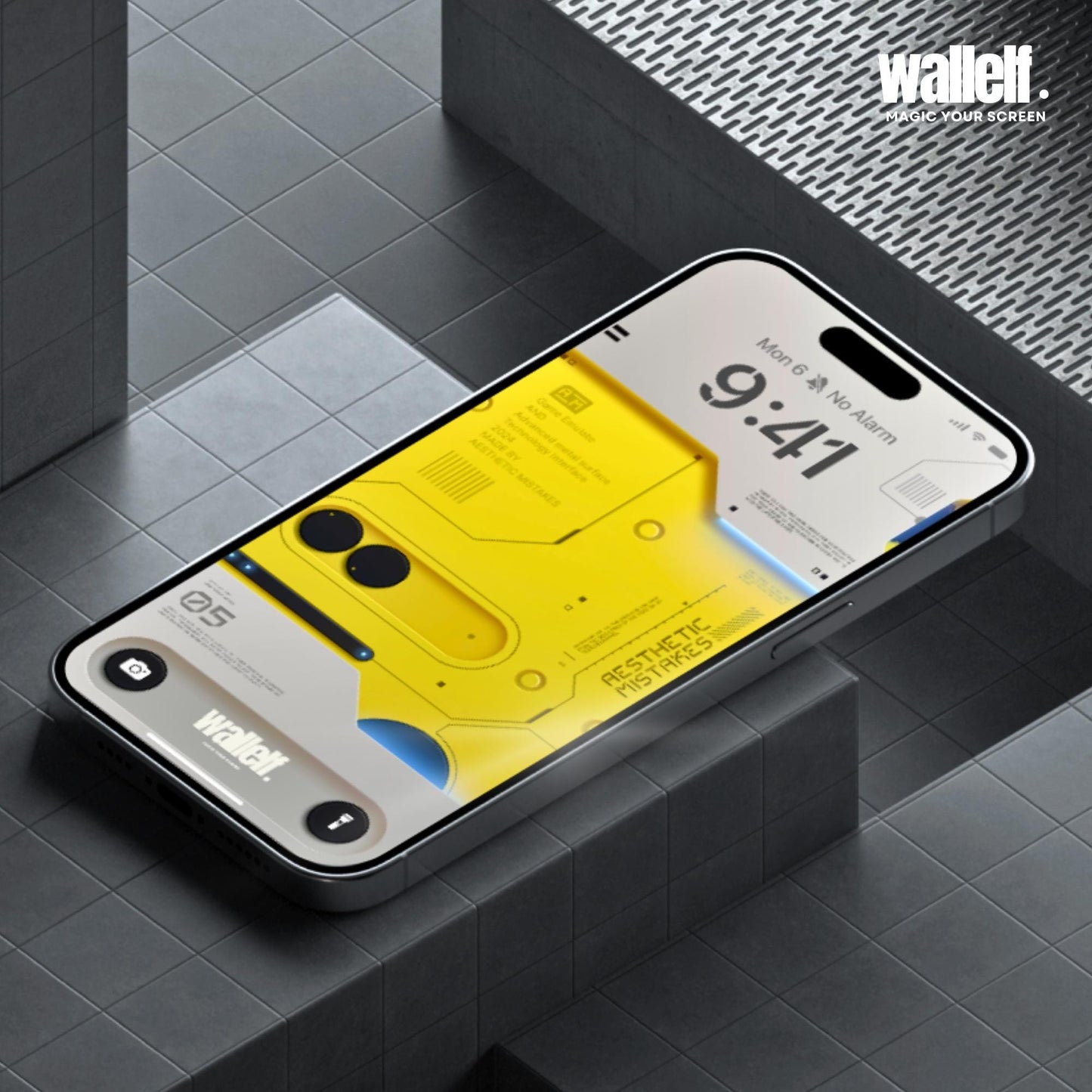 Yellow Futuristic Tech Wallpaper | 4K Aesthetic Mistakes Design | Lock Screen & Blur Effect Home Screen for iPhone Android