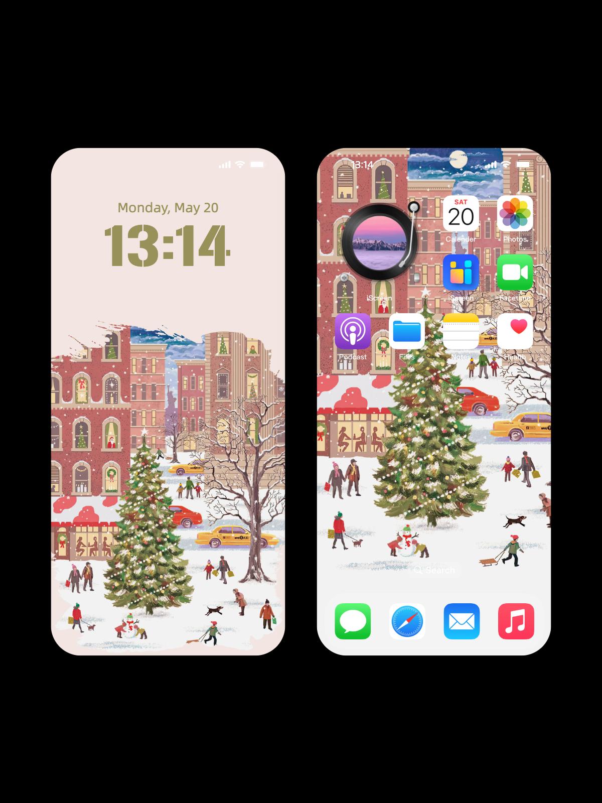 Winter Cityscape Christmas Wallpaper | Festive 4K HD Background for iPhone & Android | Holiday Cheer Collection