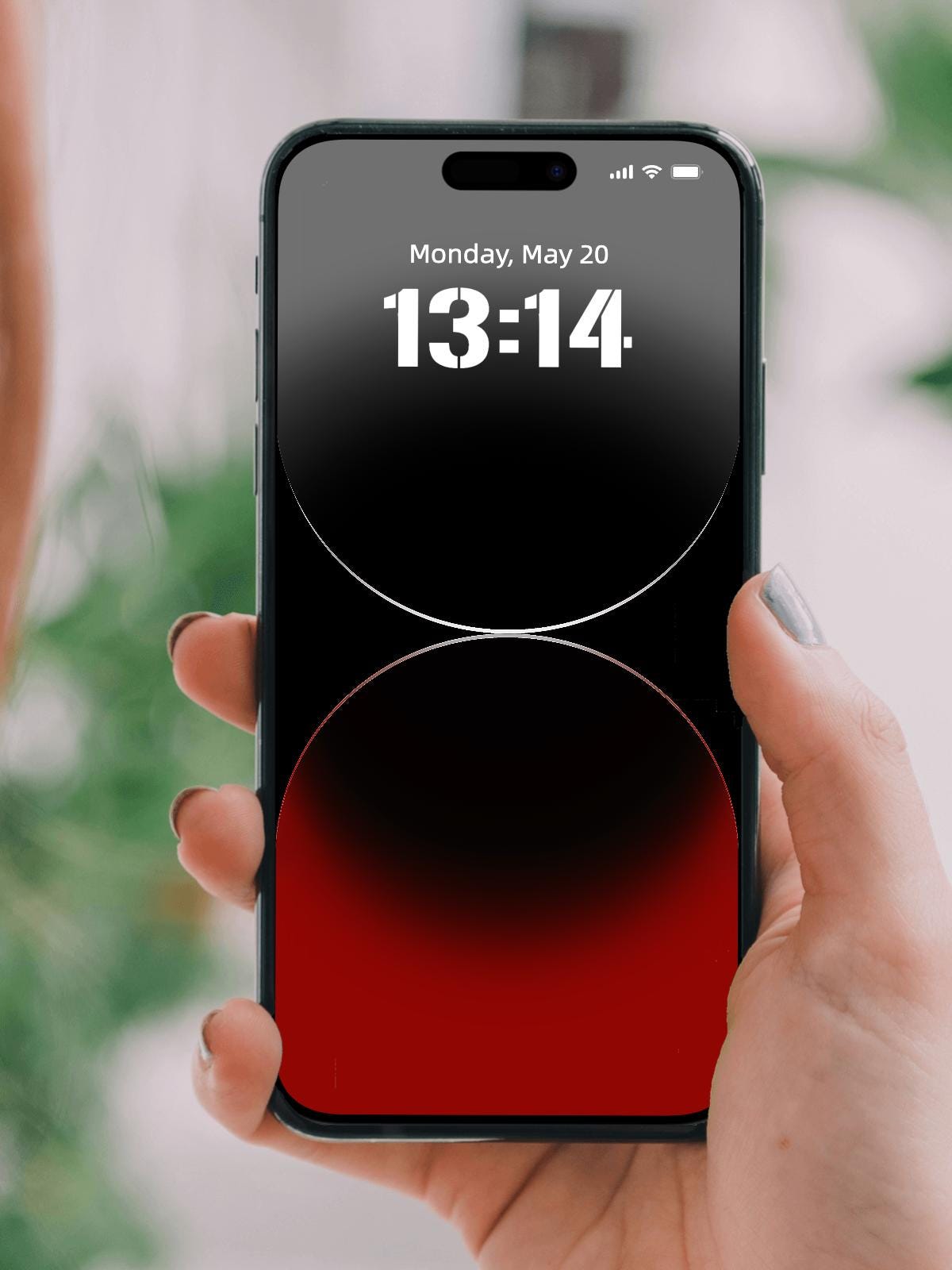 Black Red Dual Sphere 4K Wallpaper - Minimalist Gradient Background for iPhone Android