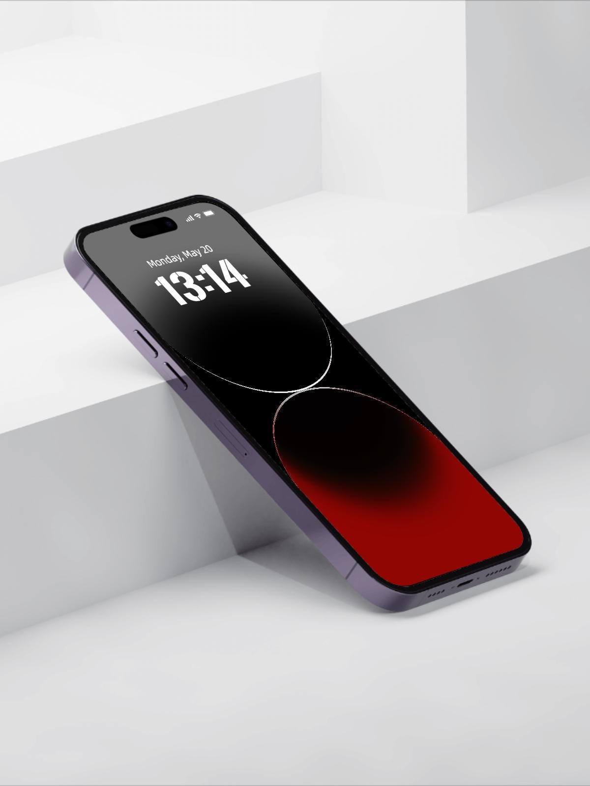 Black Red Dual Sphere 4K Wallpaper - Minimalist Gradient Background for iPhone Android