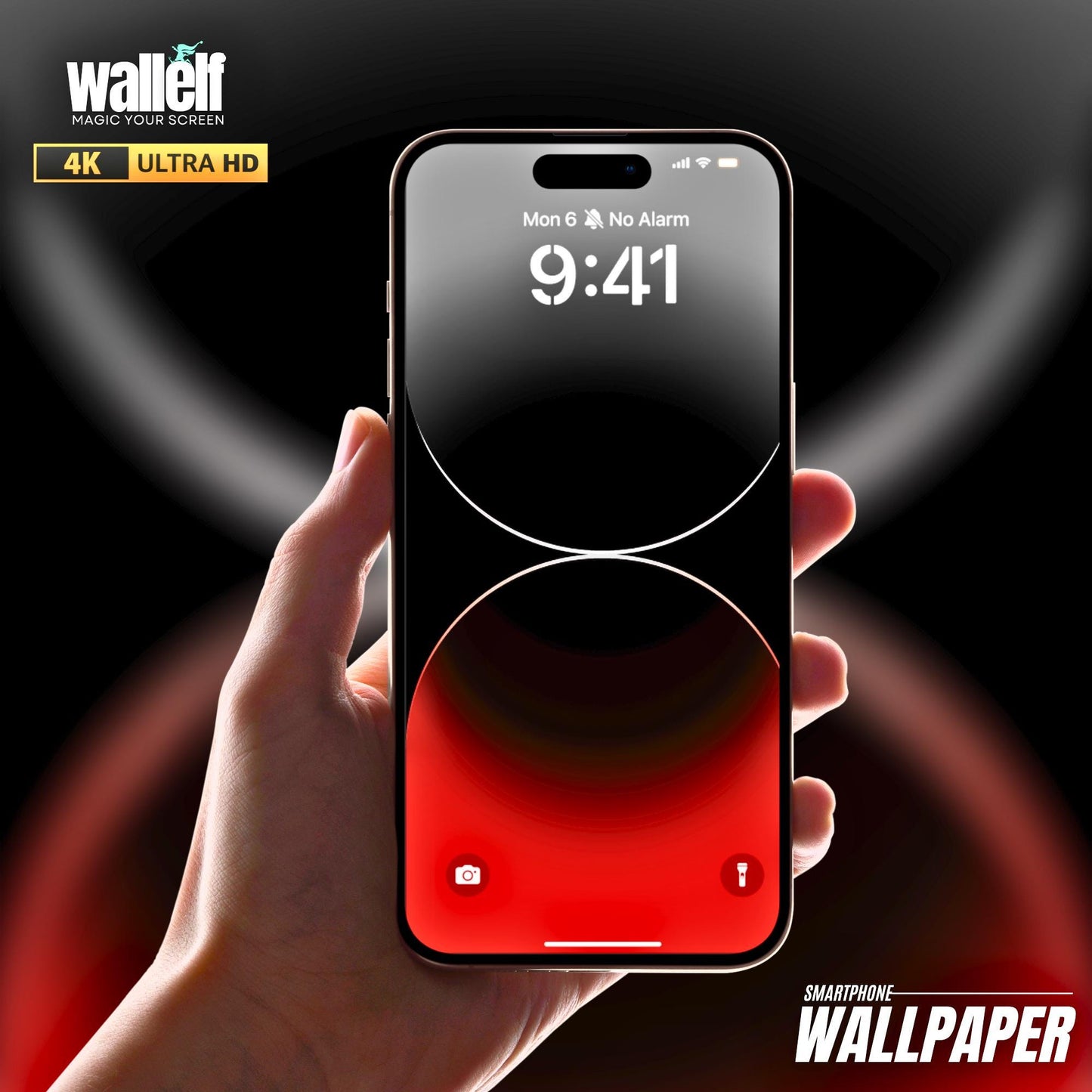 Black Red Dual Sphere 4K Wallpaper - Minimalist Gradient Background for iPhone Android