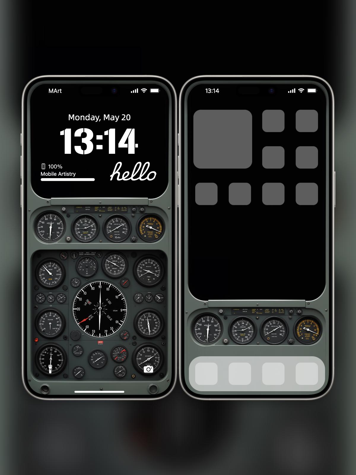 Aviation Dashboard 4K Wallpaper Retro Cockpit Instrument Panel Design iPhone Android Unique Aviation-Themed Digital Art