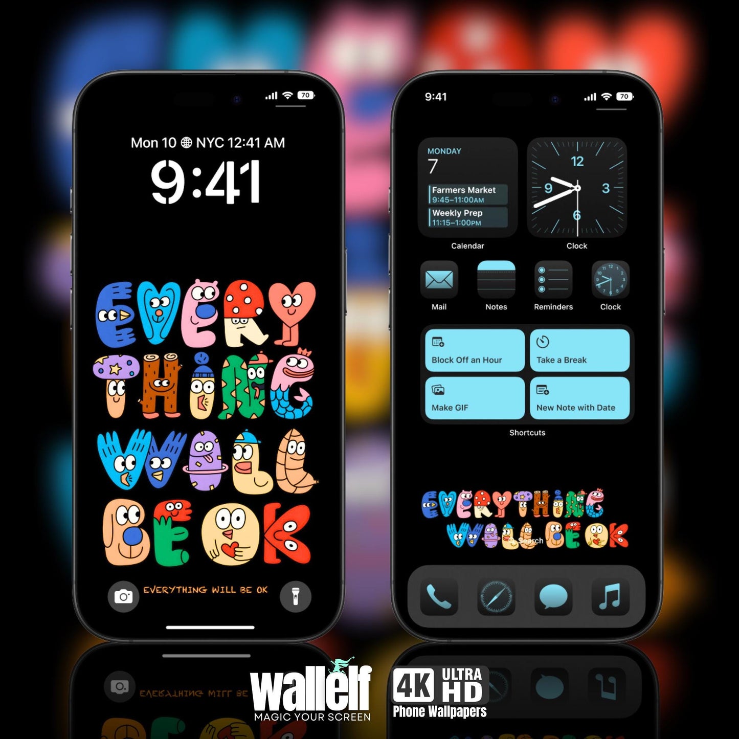 Everything Will Be OK Motivational Wallpaper | Cute & Colorful 4K Phone Background | Fun Positive Quote Wallpaper for iOS Android | 359