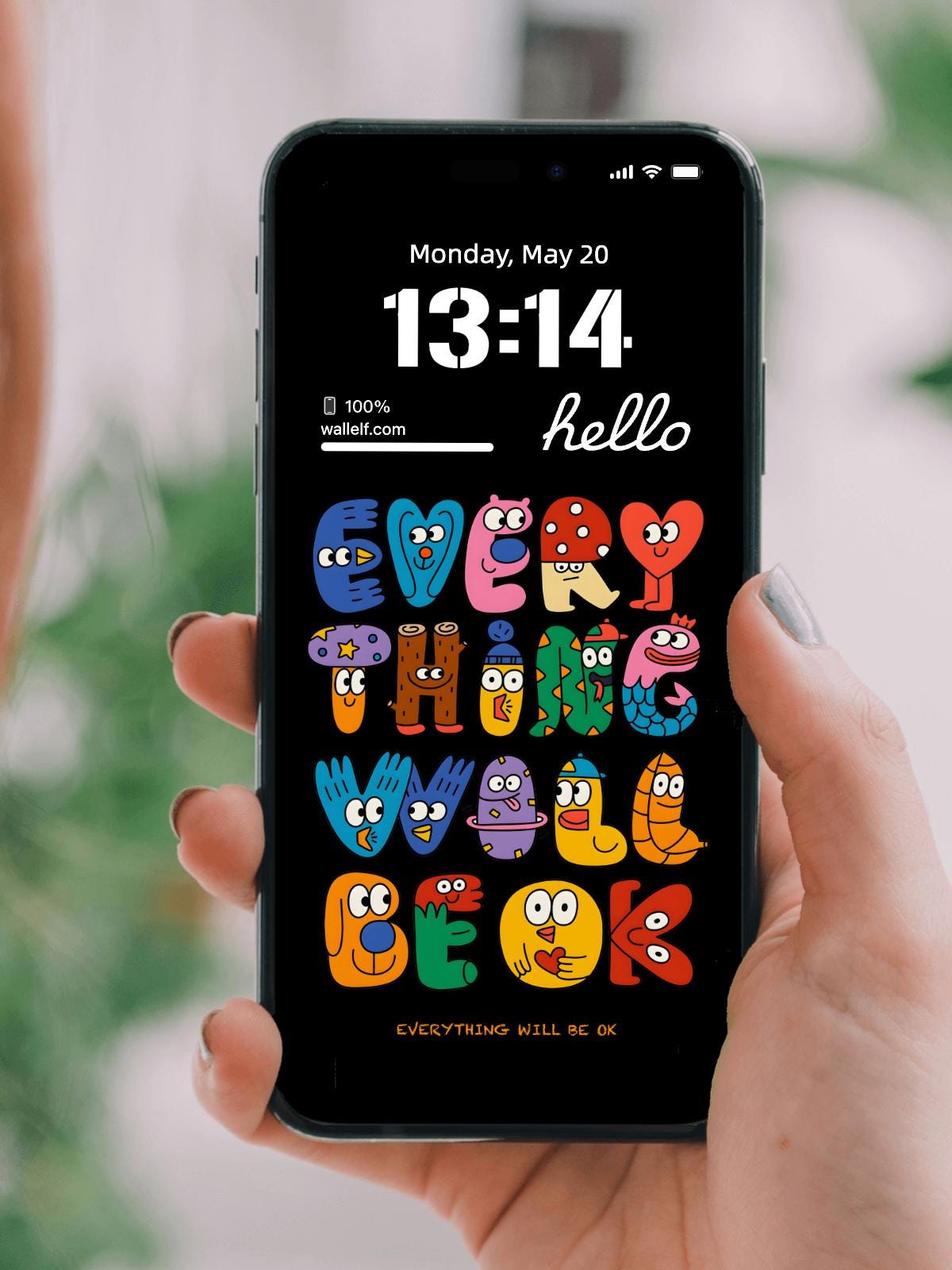 Everything Will Be OK Motivational Wallpaper | Cute & Colorful 4K Phone Background | Fun Positive Quote Wallpaper for iOS Android | 359
